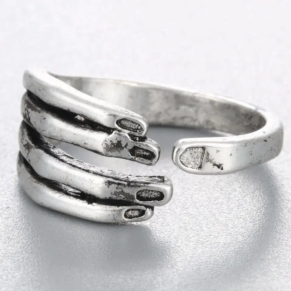 Jewelry × Vintage Hand Finger Ring Art Silver Anatomy Human Jewelry Rings Size ONE SIZE - 2 Thumbnail