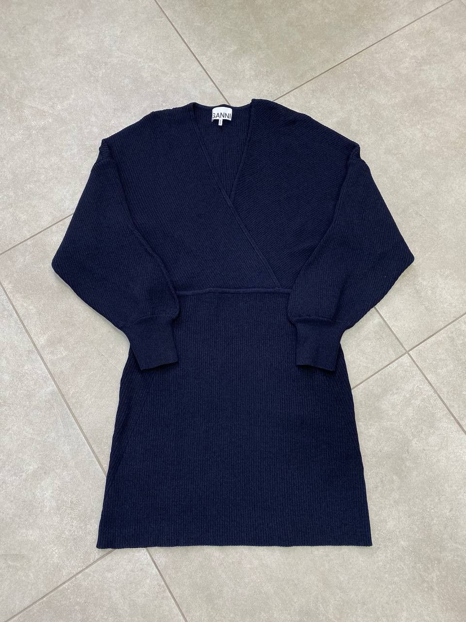 Ganni Ganni 2021 Melange Knit V-Neck Long Sleeve Mini Dress Size L / US 10 / IT 46 - 1 Thumbnail