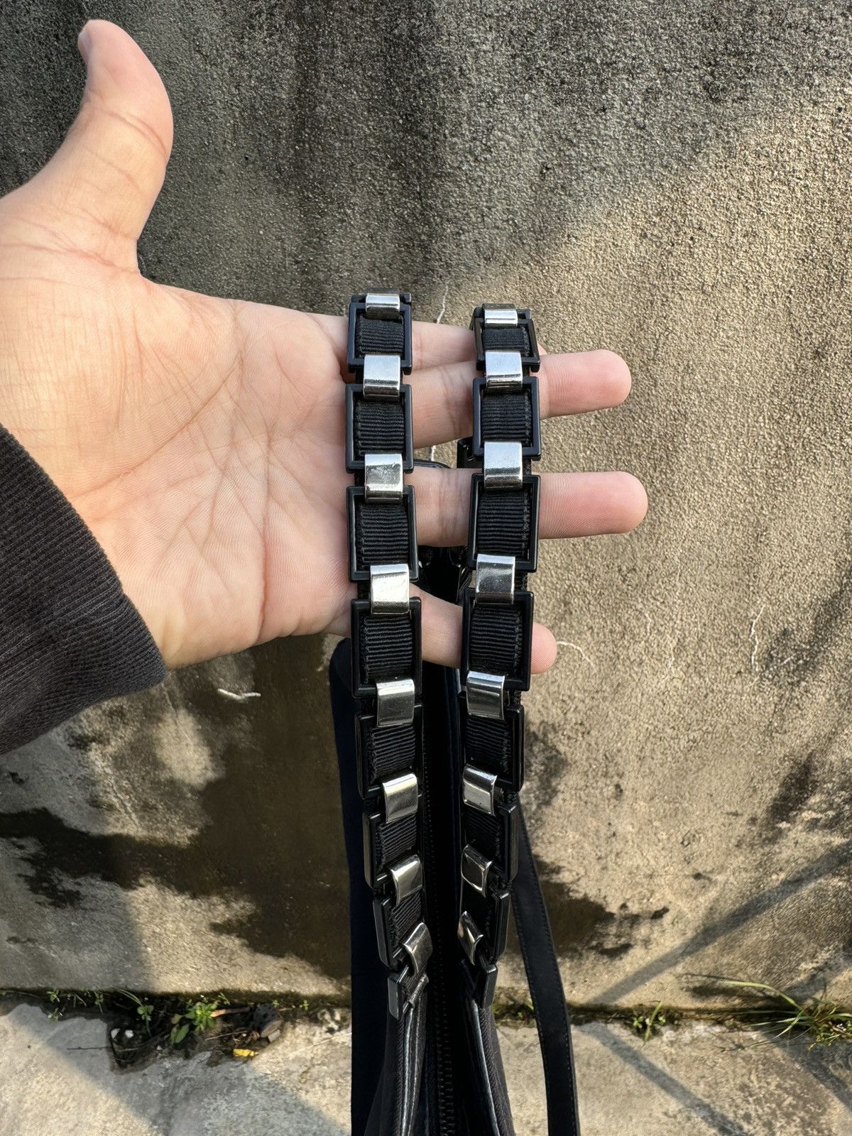 Designer × Salvatore Ferragamo × Vintage Salvatore Ferragamo Black Canvas Leather ChainShoulder Bag Size ONE SIZE - 3 Thumbnail