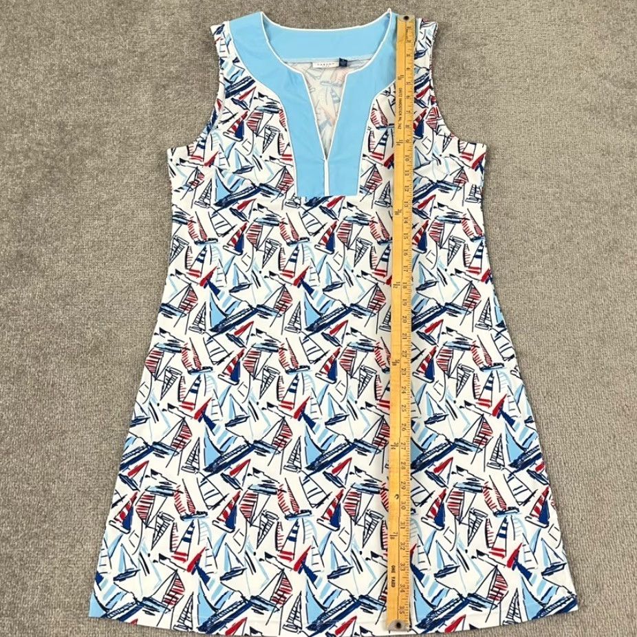 Vintage Cabana Life Shift Dress Womens Large White Nautical Sailboat Mini Tunic Top Prep Size L / US 10 / IT 46 - 5 Thumbnail
