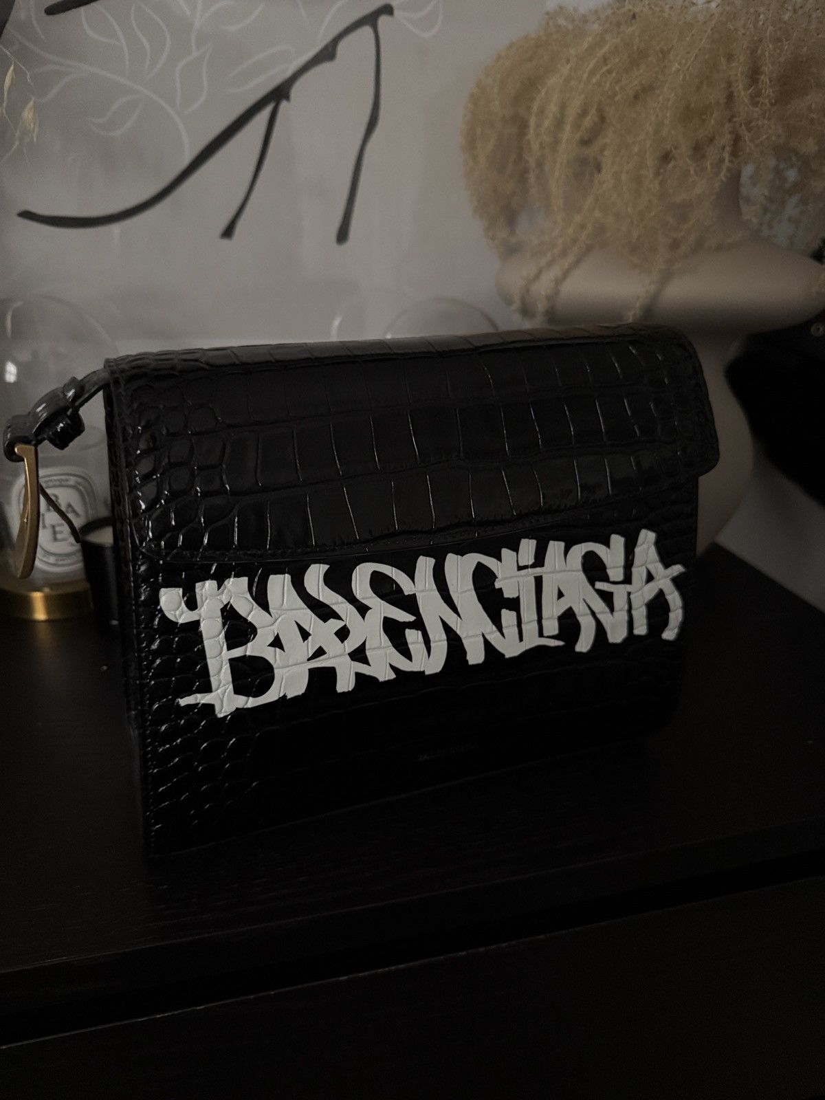 Balenciaga Balenciaga Black-Croc Embossed Leather Bag Size ONE SIZE - 2 Thumbnail