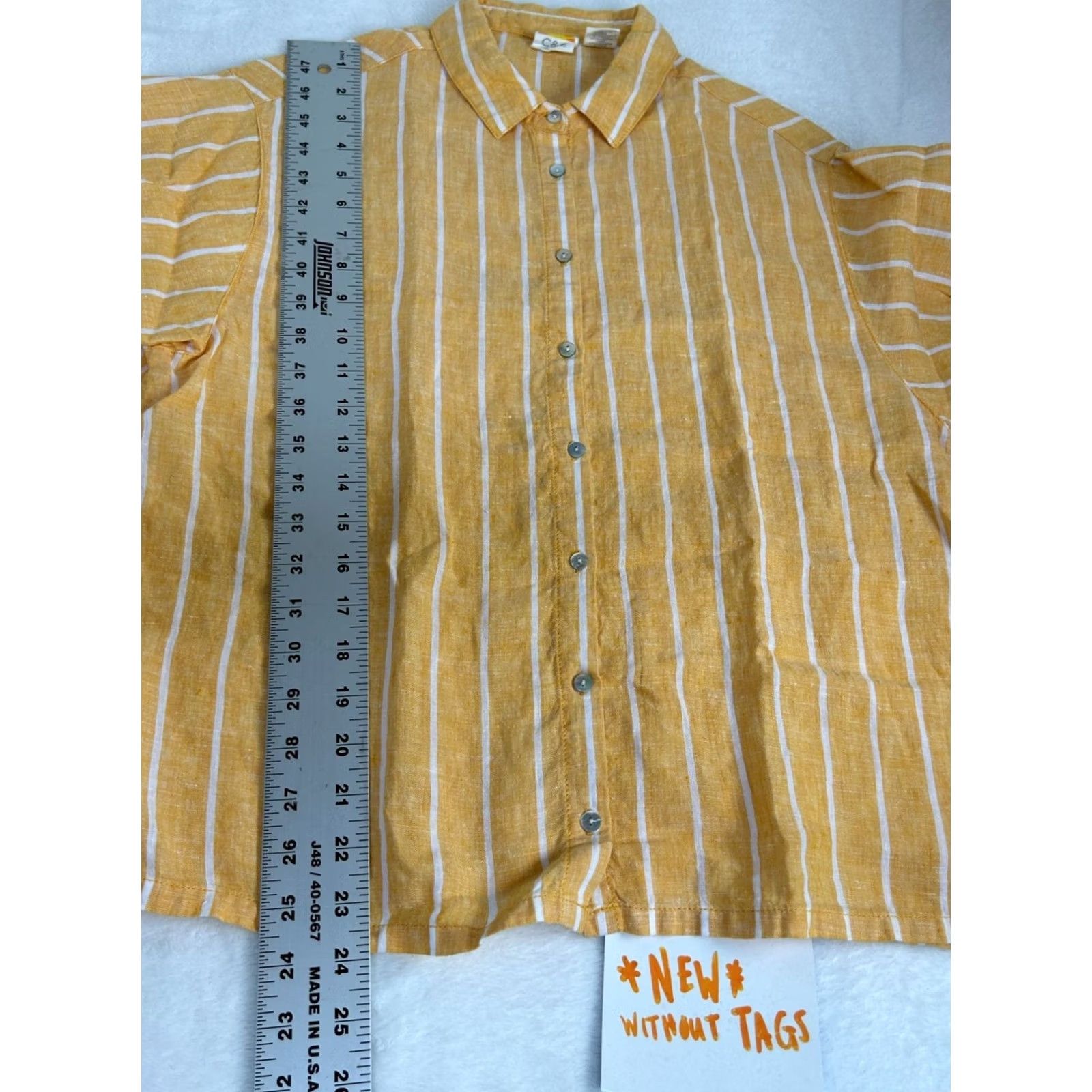 Vintage C&C California Womens Yellow White Striped Linen Button-Up Shirt Top Small NWOT Size S / US 4 / IT 40 - 8 Thumbnail