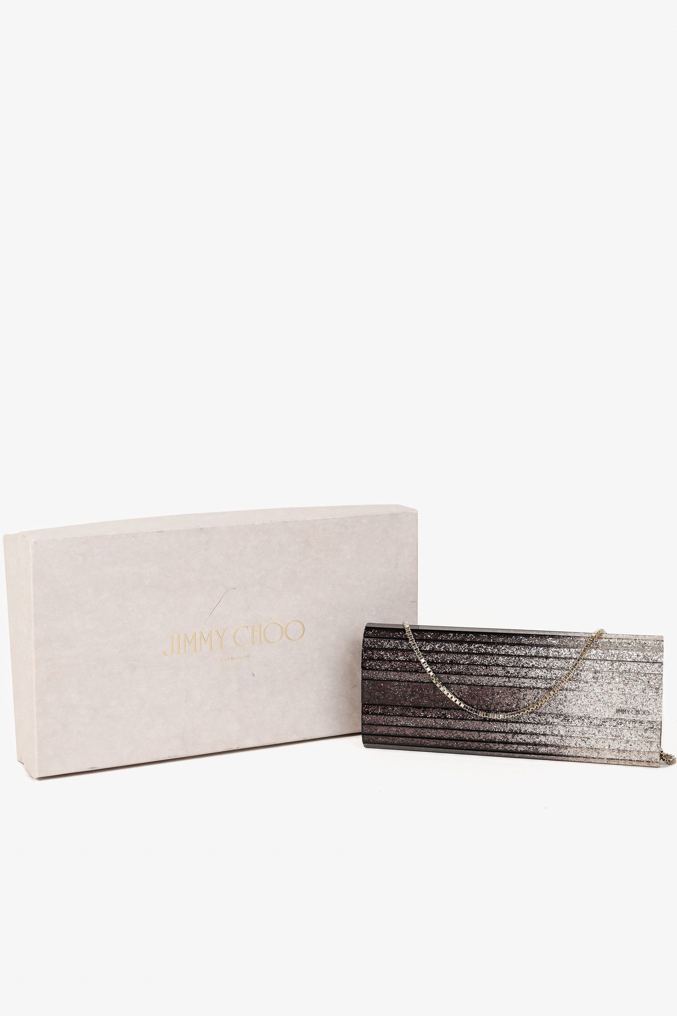 Jimmy Choo Jimmy Choo Sweetie Glitter Lucite Clutch in Black Champagne Size ONE SIZE - 11 Thumbnail