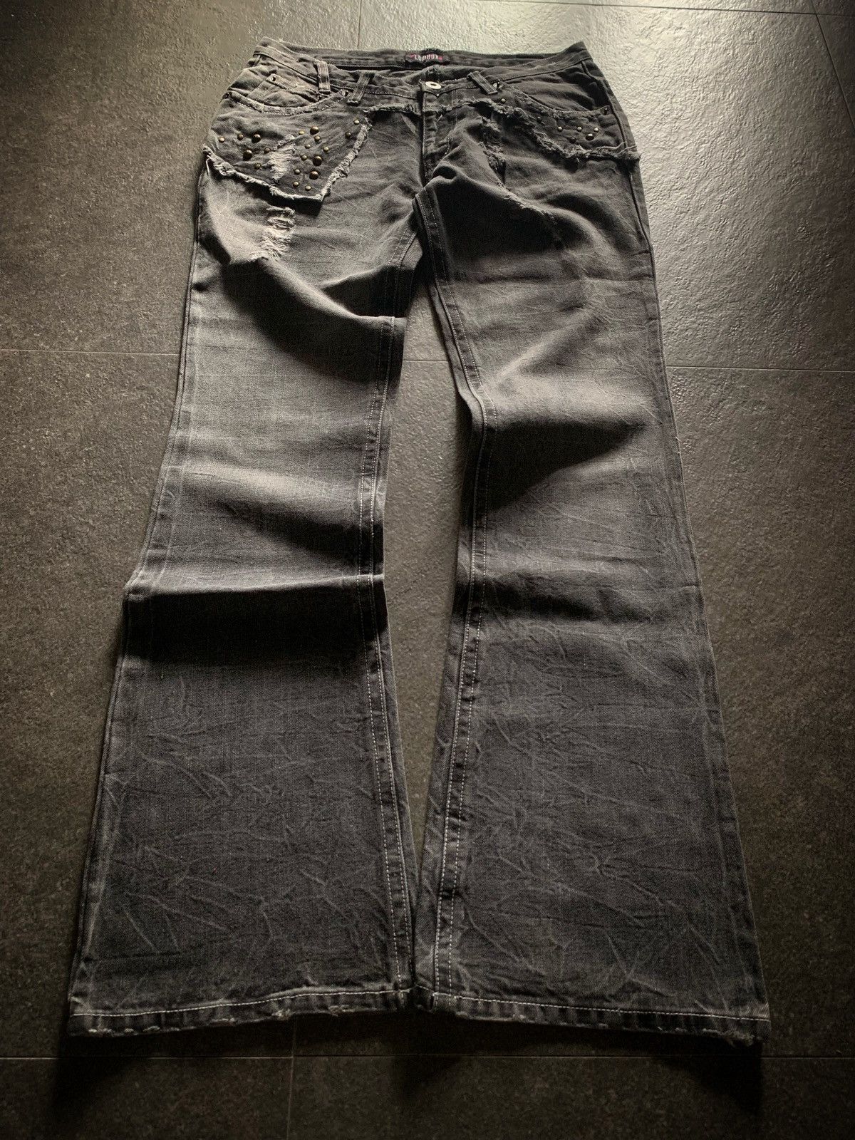 Pre-owned If Six Was Nine X Le Grande Bleu L G B Lowbox Studded Flared Denim Vkei Style In Black
