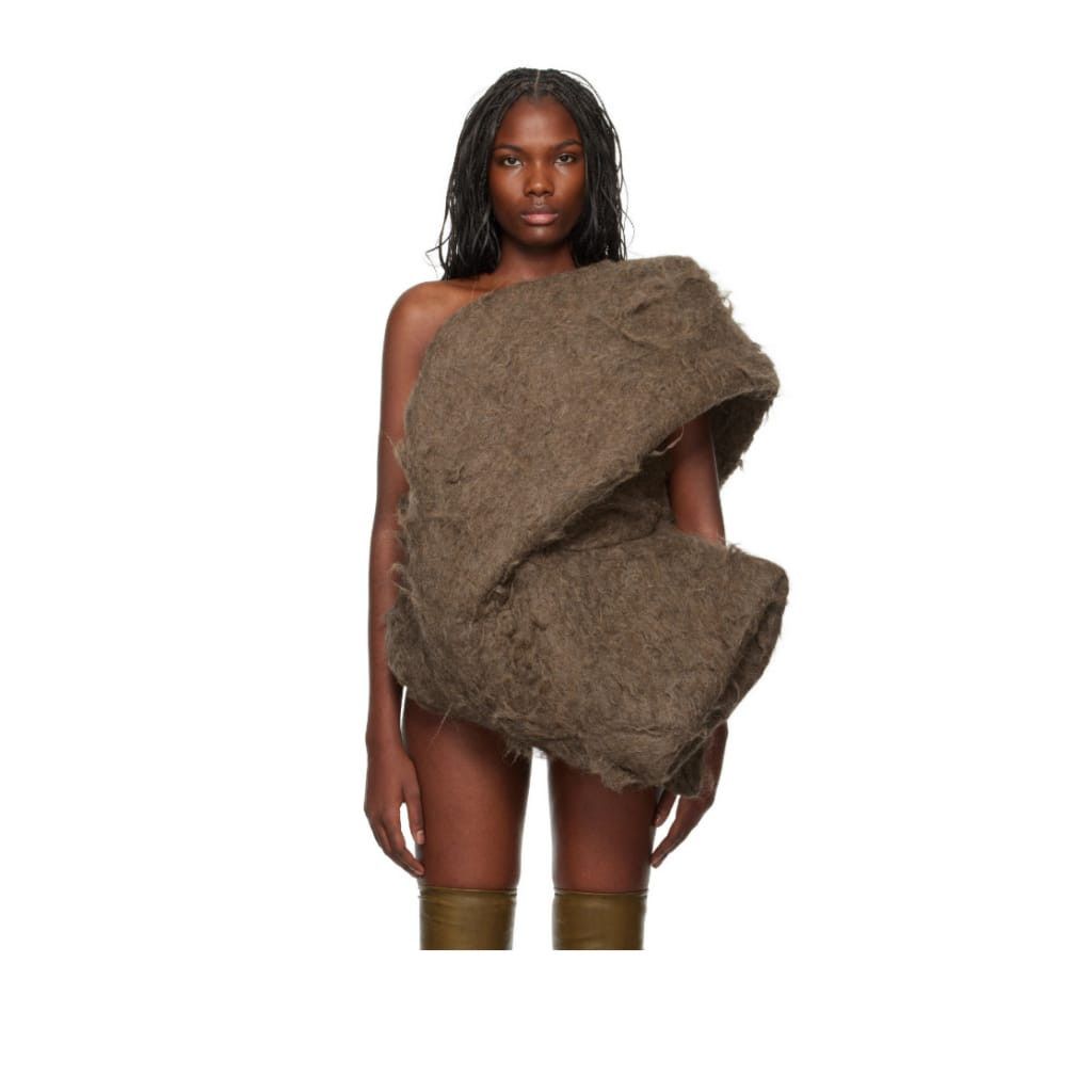 Rick Owens o1y0126 One-Shoulder Tank Top in Khaki Size XS / US 0-2 / IT 36-38 - 1 Thumbnail