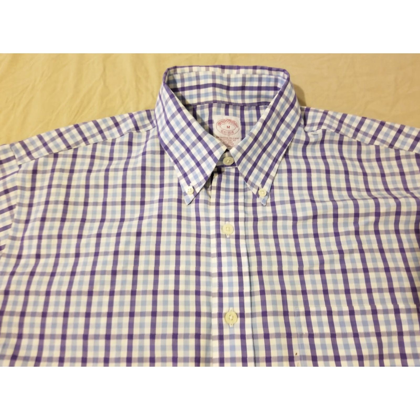 Brooks Brothers VINTAGE Brooks Brothers Dress Shirt Men M Blue Cotton Button Size 40R - 2 Thumbnail
