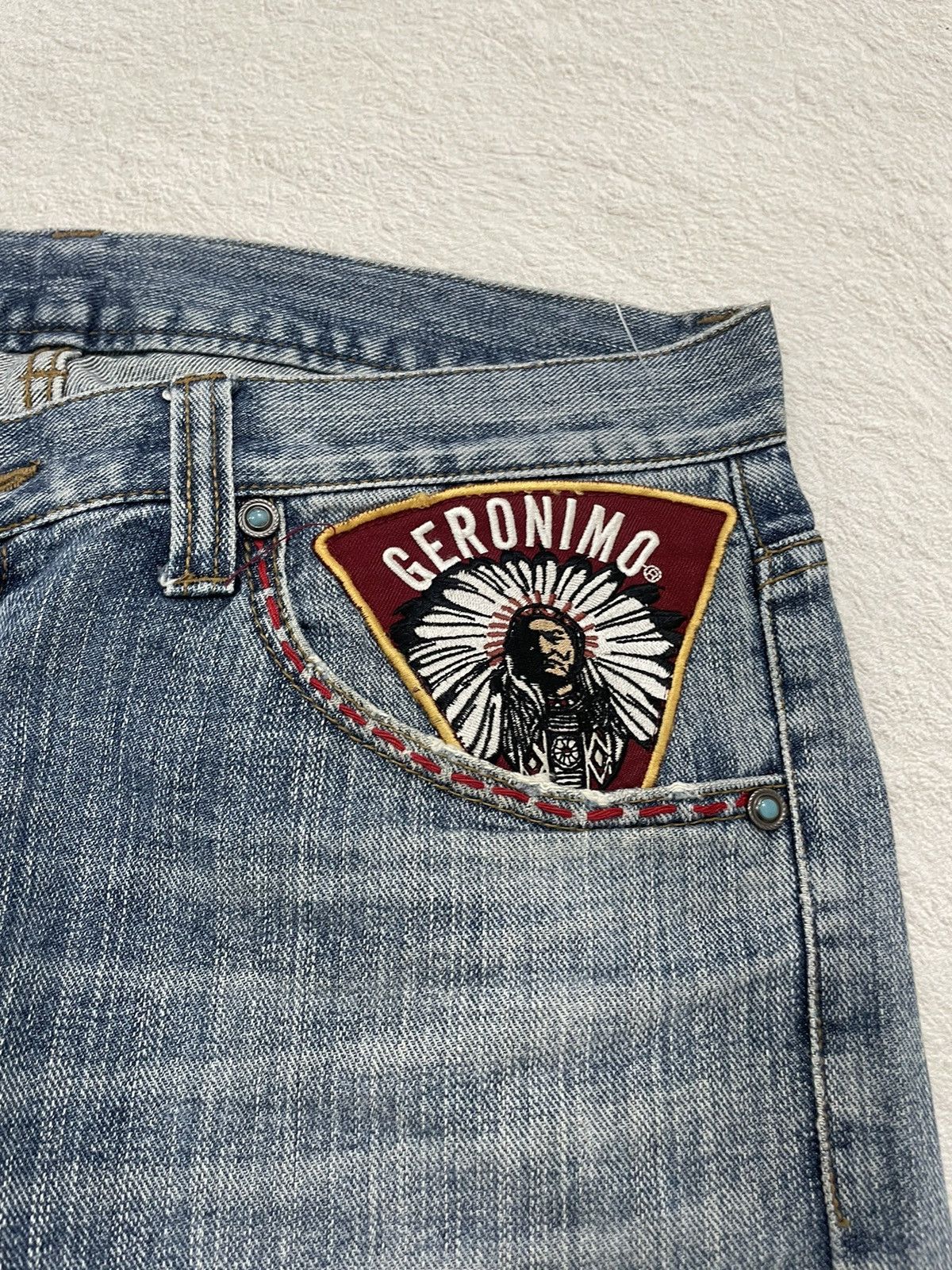 If Six Was Nine × Japanese Brand 2000s Geronimo Baggy Jeans Patch India Size US 33 - 4 Thumbnail