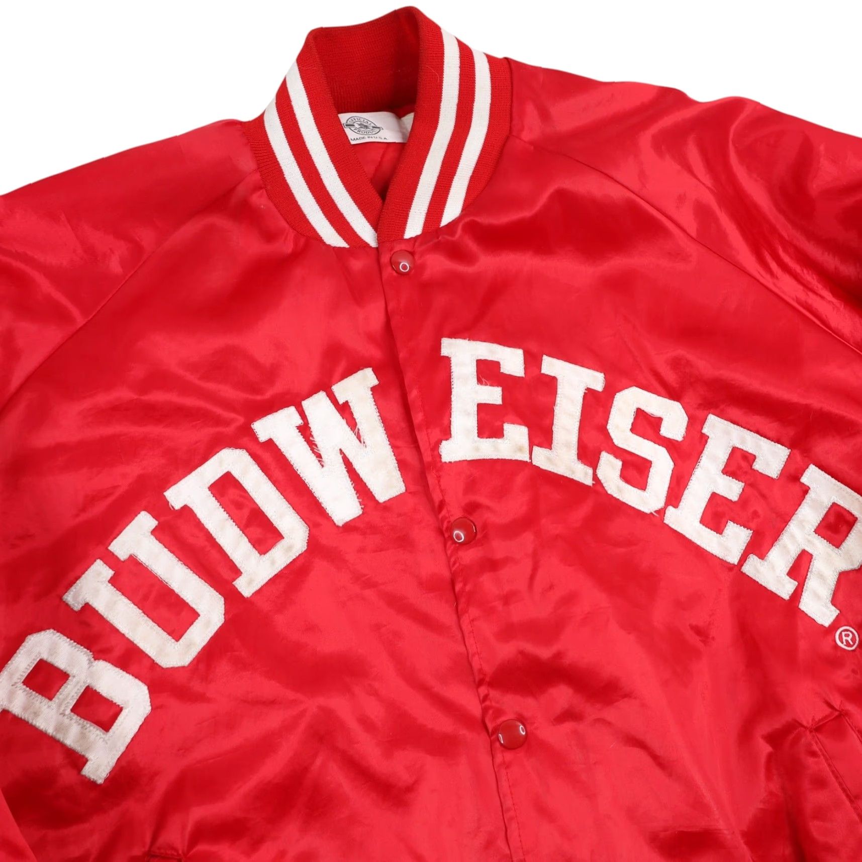 Budweiser VINTAGE Budweiser Beer Spellout Satin Jacket Red 2XL Mens XX L (27"x29") Size US XXL / EU 58 / 5 - 5 Thumbnail