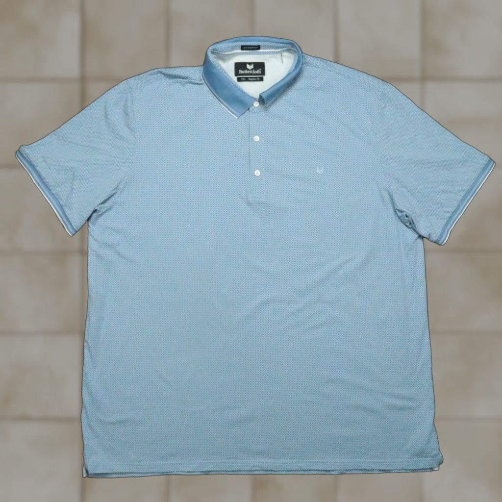 Vintage Buttercloth Shirt Mens 3XL Blue Polo Short Sleeve Regular Fit Cotton Size US XXL / EU 58 / 5 - 1 Thumbnail