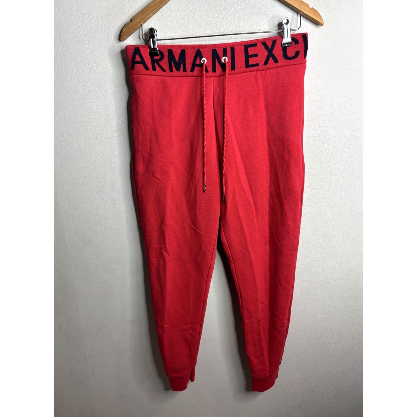 Armani Exchange Armani Exchange Sweatpants Mens M Red Jogger Slim Fit Elastic Waist Pockets Drawstring Casual Activewear Tapered Leg Winter Size US 31 - 2 Thumbnail