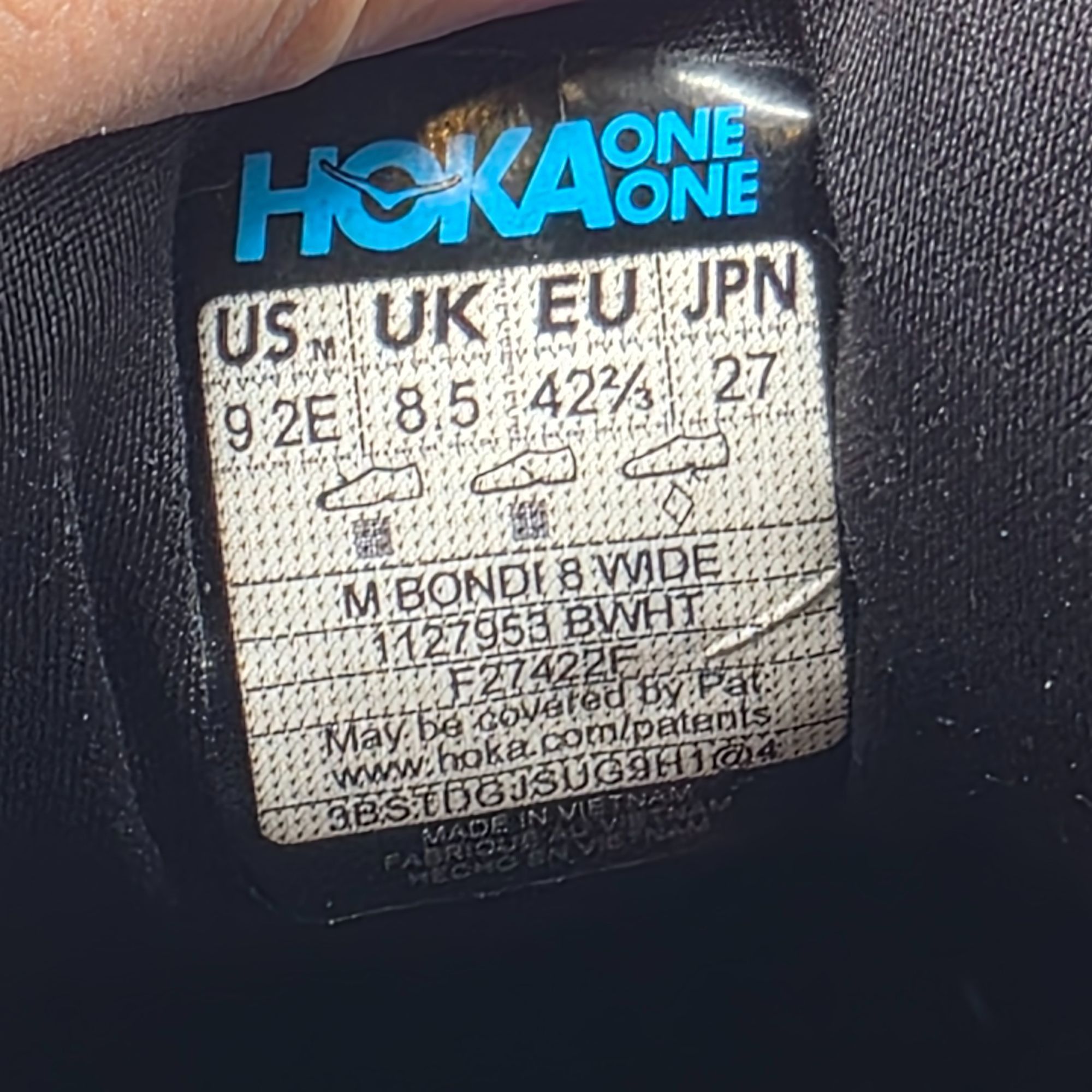 Hoka Hoka One One Bondi 8 Mens Wide Size 9 Black Running Shoes At Size US 9 / EU 42 - 5 Thumbnail