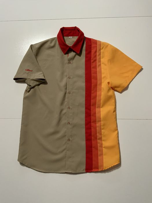 Streetwear Jollibee Filipino Fast Food Striped Employee Uniform Shirt ...