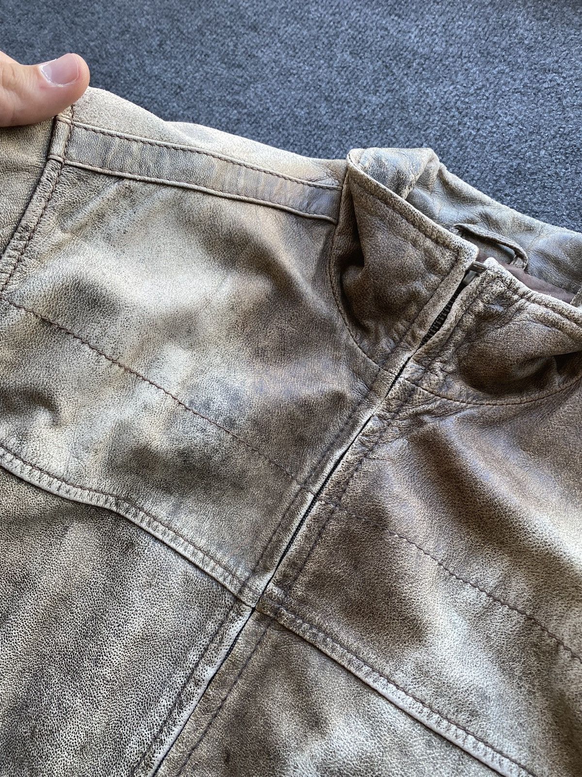 Linea 🔥Opium Punk Gothic Faded Distressed Leather Jacket S emo y2k Size US S / EU 44-46 / 1 - 24 Thumbnail