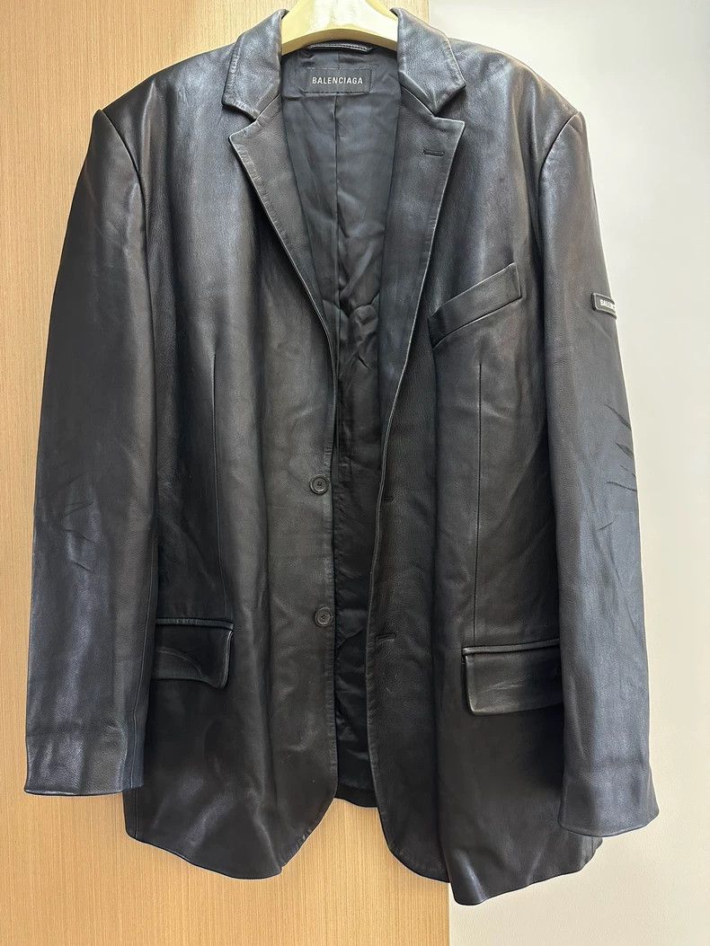 Balenciaga Balenciaga Sleeve Patch Logo Lambskin Suit Jacket Coat Size US S / EU 44-46 / 1 - 2 Thumbnail