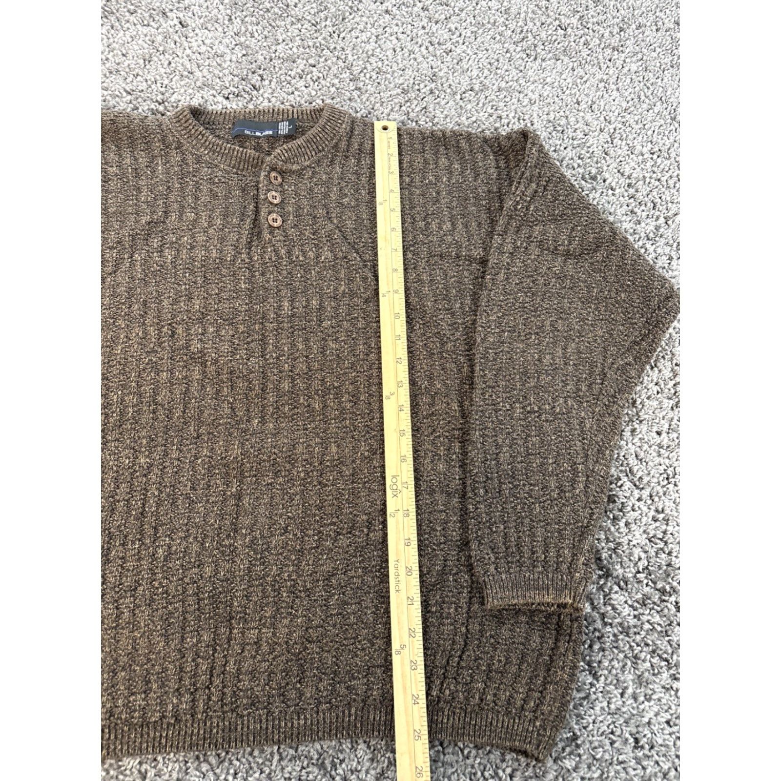 Bill Blass VINTAGE Bill Blass Sweater Mens Large Brown Chunky-Knit Henley Button 90s Kentucky? Size US L / EU 52-54 / 3 - 2 Thumbnail