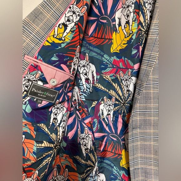 Other Paisley & Gray Plaid Blazer Bulldog Lining – Size 42R Size 42R - 12 Thumbnail