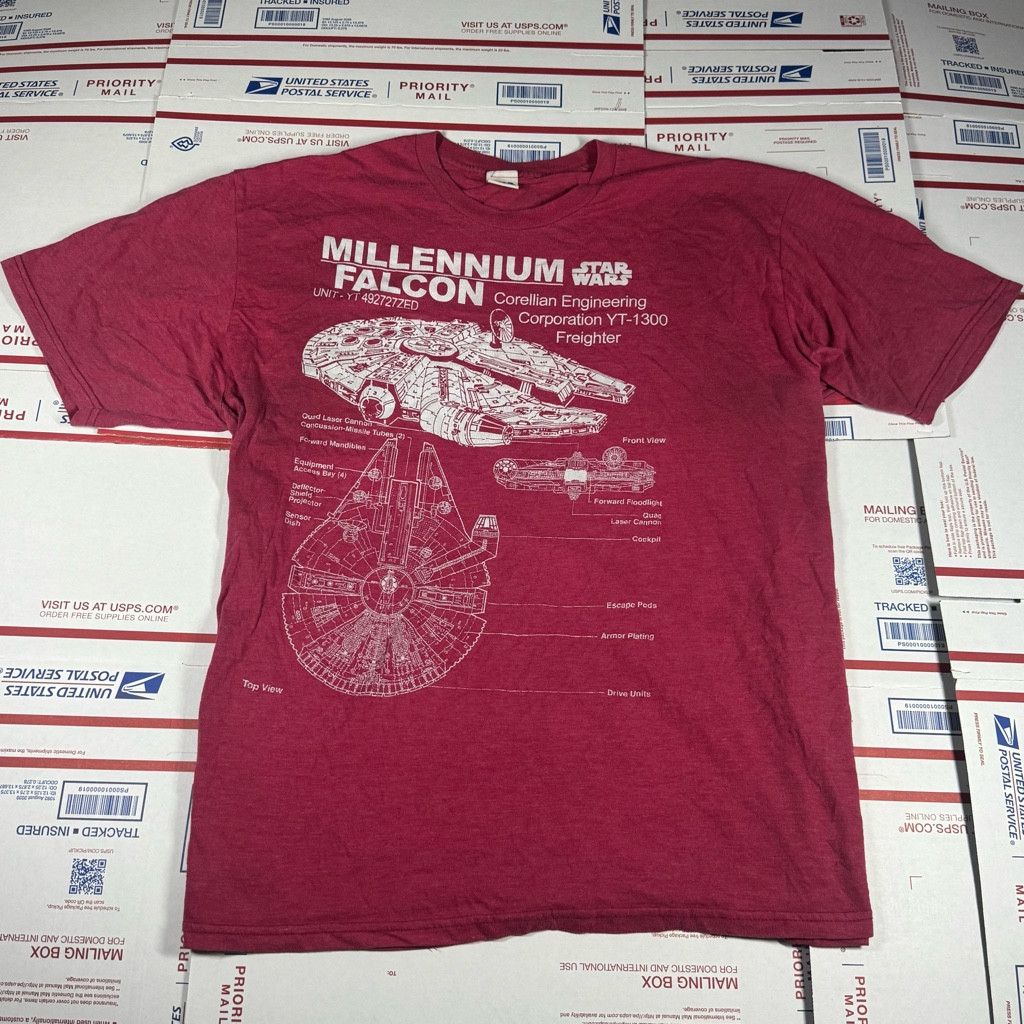 Lucky Brand 90s Vintage Star Wars Millennium Falcon SZ XL T-Shirt Size US XL / EU 56 / 4 - 1 Thumbnail