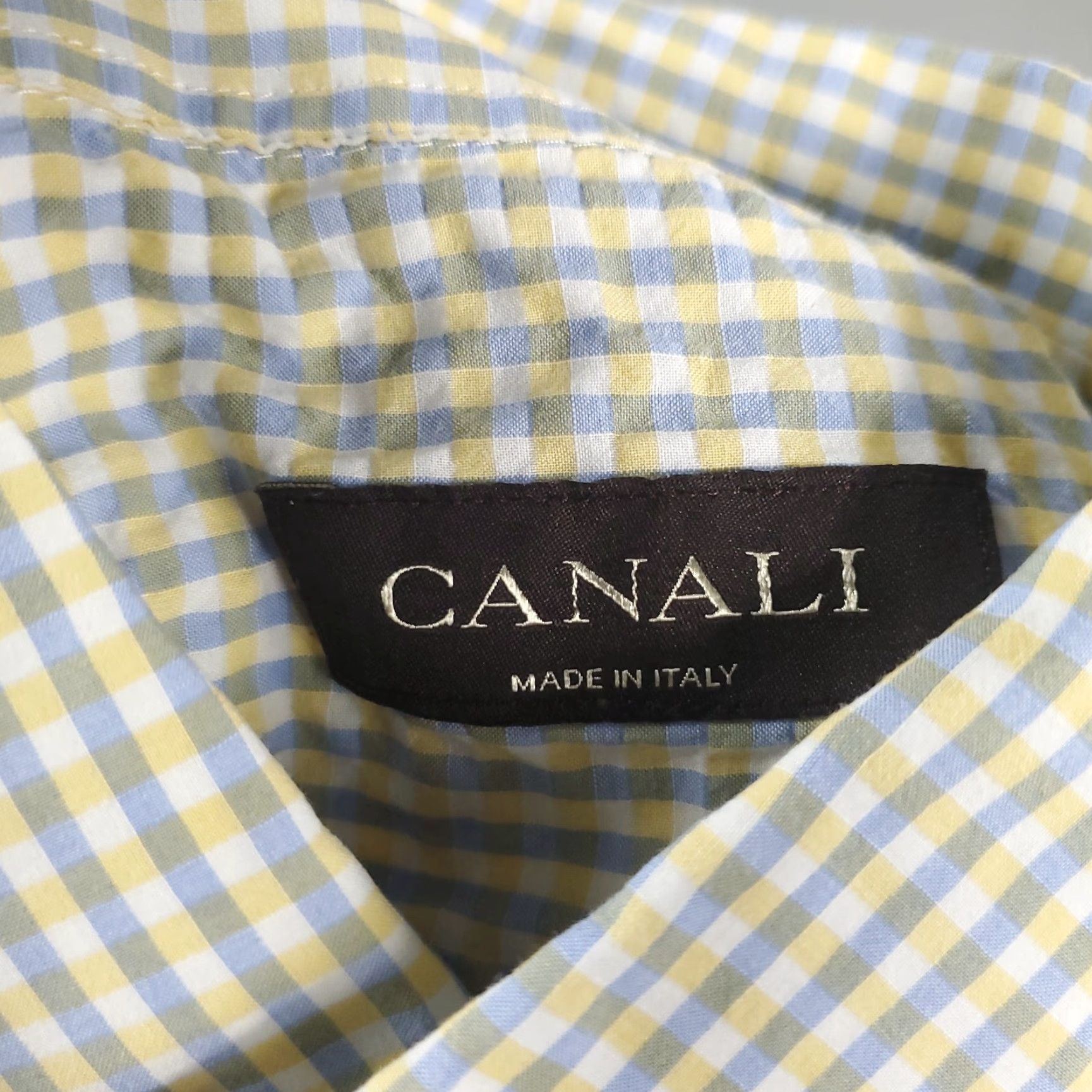 Canali Canali Gray Yellow Check Button-Up Shirt Size 16 Mens Long Sleeve Regular Fit Size US L / EU 52-54 / 3 - 7 Thumbnail