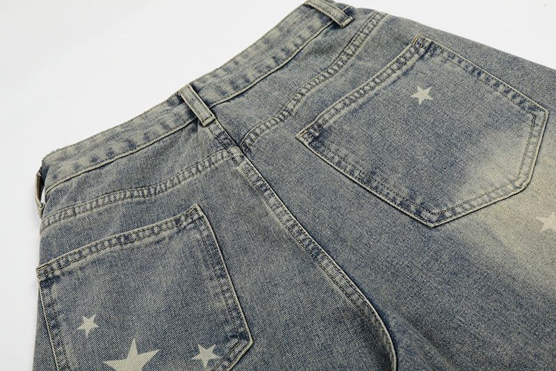 Vintage Men's American Retro Street Star-Patterned Denim Shorts Size US 32 / EU 48 - 4 Thumbnail