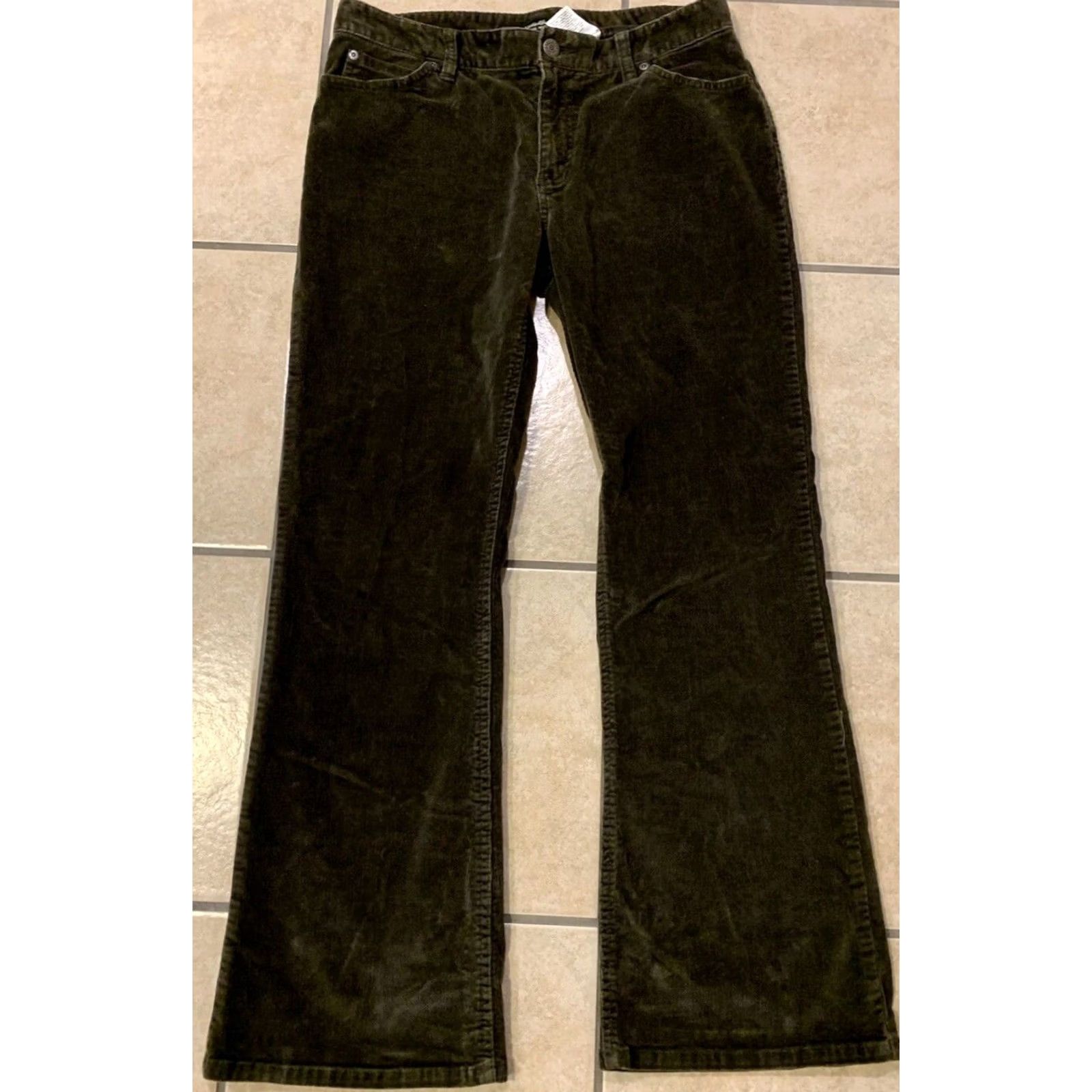 Eddie Bauer VINTAGE Eddie Bauer Women's Jeans 8 Short Green Corduroy Flared 31X29 Girls Womens Mens Size 30" / US 8 / IT 44 - 2 Thumbnail