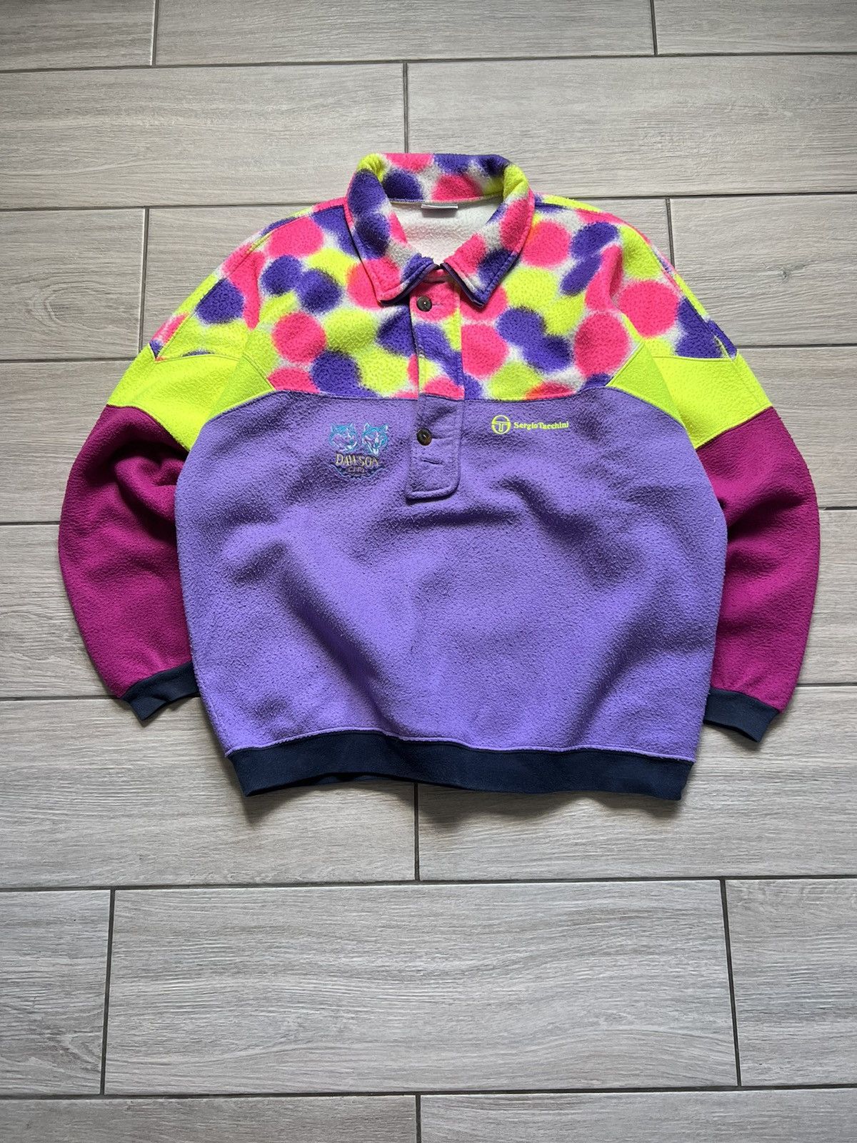 Sergio Tacchini Rare Vintage Sergio Tacchini Fleece Abstract Crazy Print Size US L / EU 52-54 / 3 - 1 Thumbnail