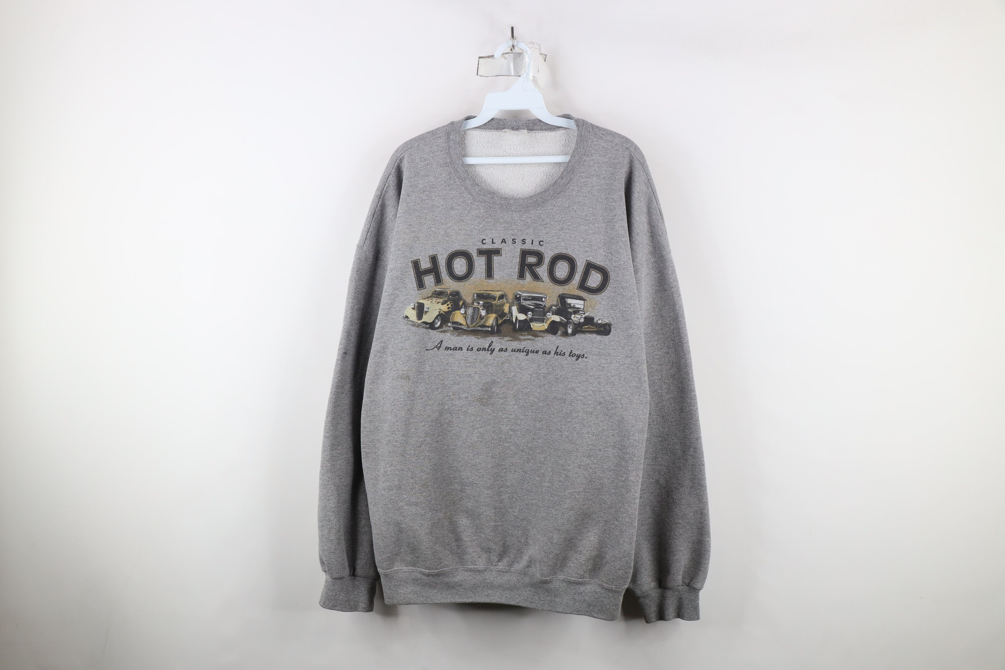 Vintage Vintage 90s Streetwear Classic Hot Rod Car Sweatshirt Gray Size US XXL / EU 58 / 5 - 1 Thumbnail