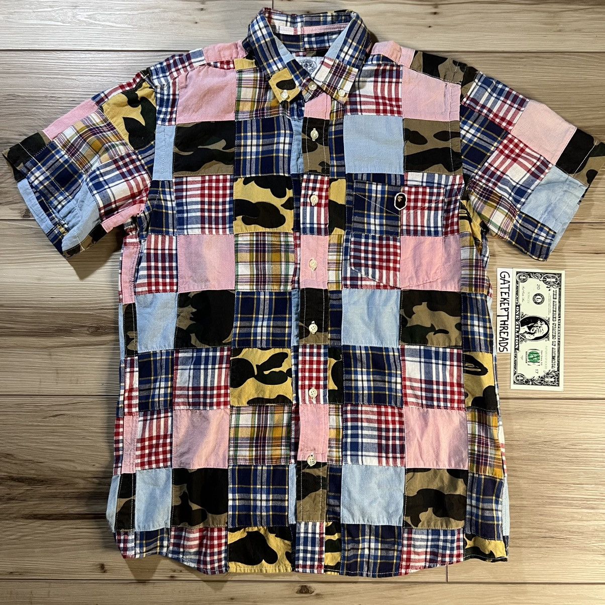Bape BAPE Camo Patchwork Short Sleeve Button Down Shirt Size US M / EU 48-50 / 2 - 1 Thumbnail
