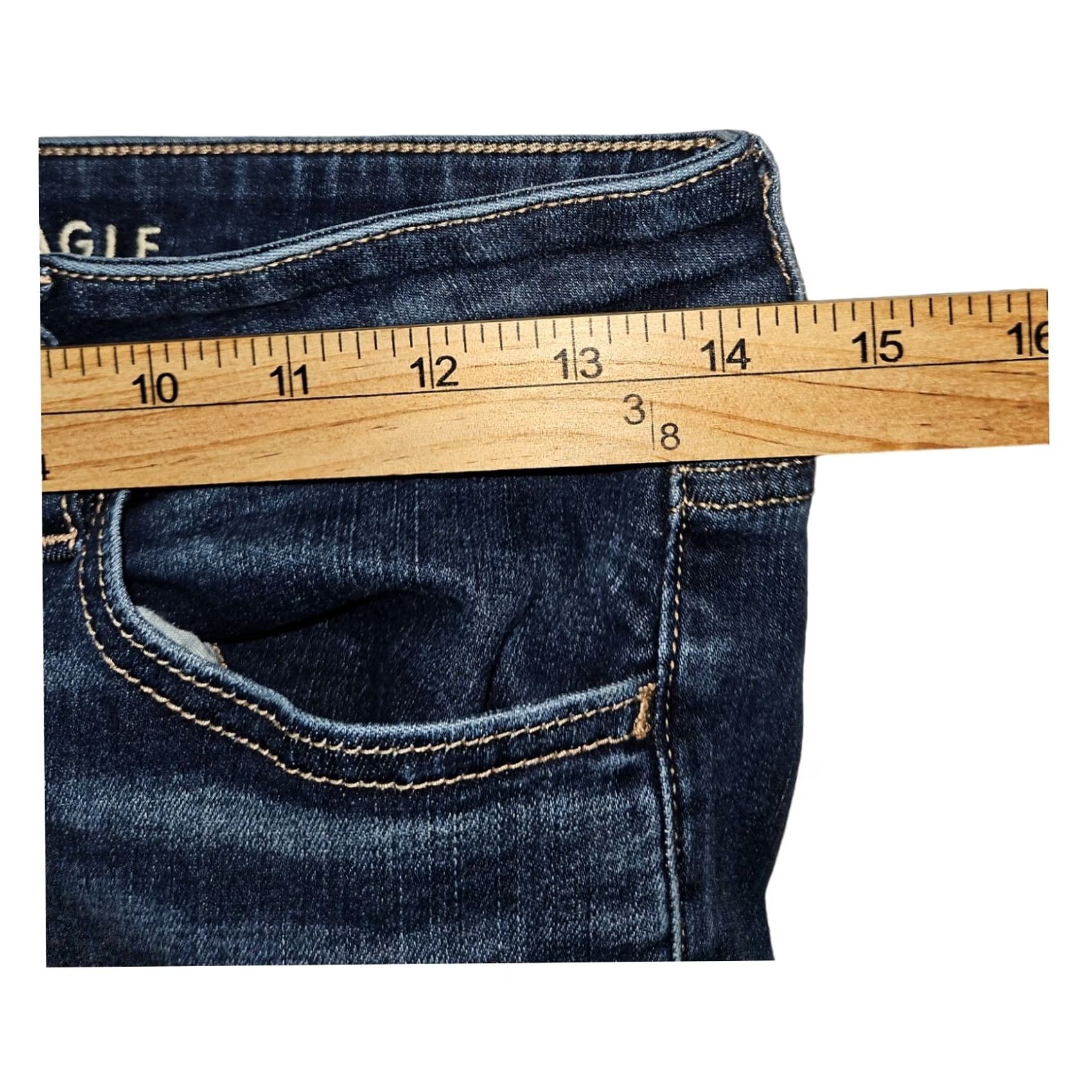 American Eagle Outfitters VINTAGE American Eagle High Rise Jegging Crop Women's 6 Blue Distressed Preppy City Hipster Casual Girls Size 28" / US 6 / IT 42 - 5 Thumbnail