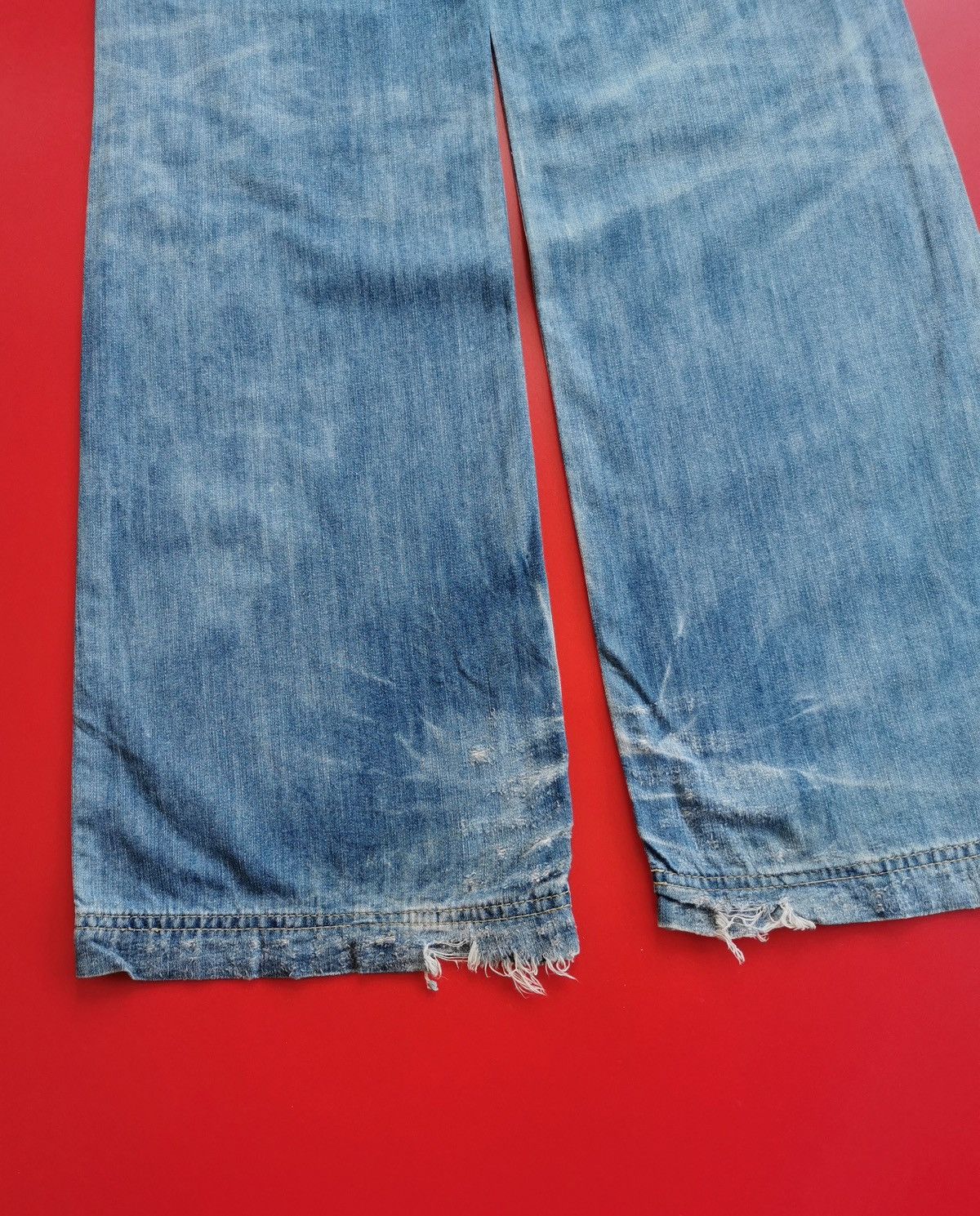 Japanese Brand Cepo Wide Flared Double Knee Distressed Jeans Size US 28 / EU 44 - 9 Thumbnail
