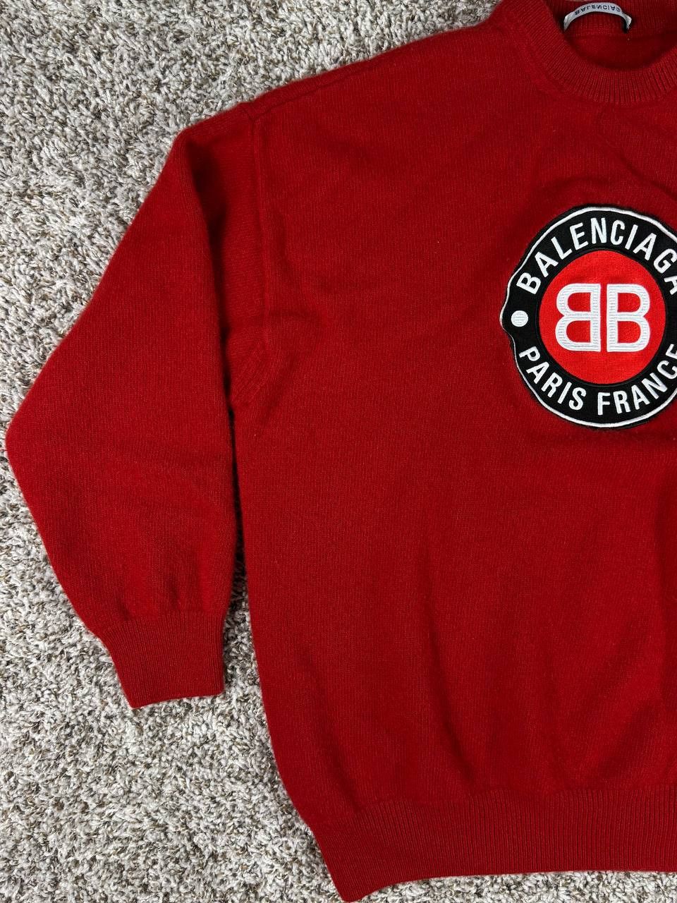 Balenciaga Balenciaga Club Logo Crewneck Sweater in Cashmere & Wool Size US S / EU 44-46 / 1 - 3 Thumbnail