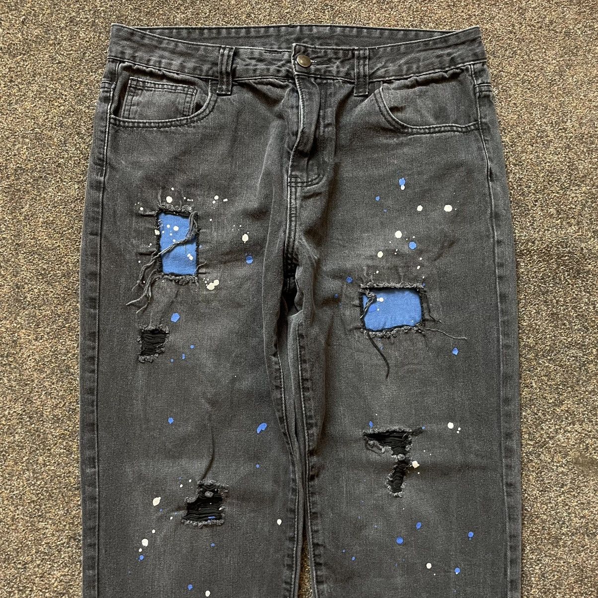 Vintage Y2K Baggy Distressed Paint Splatter Jeans Grunge Skate Logo Size 34" / US 12 / IT 48 - 4 Thumbnail