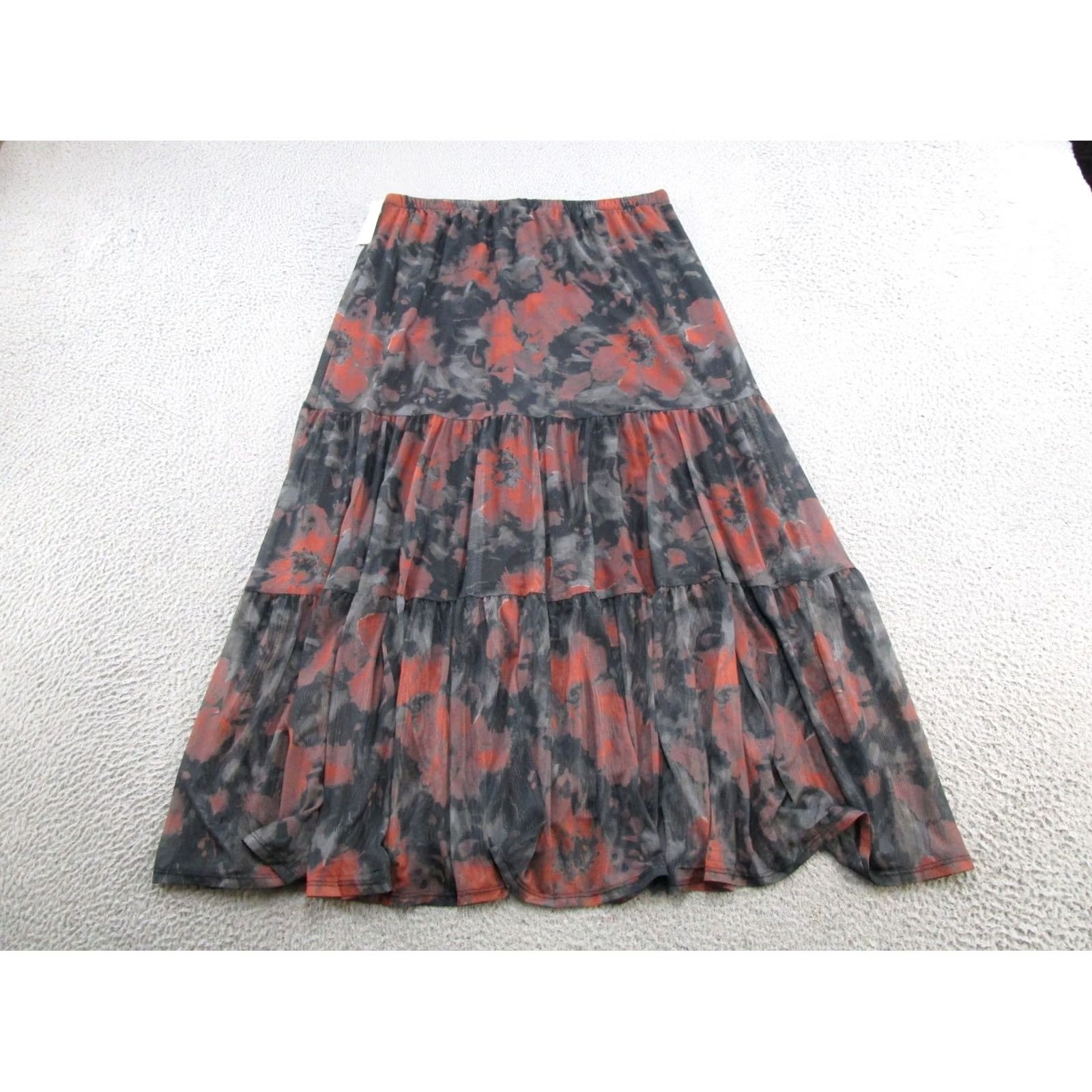 Vintage Maurices Skirt Womens L Blue Line Floral Tiered Elastic Waist Size Boho Chic NEW Size 36" / US 14 / IT 50 - 7 Thumbnail