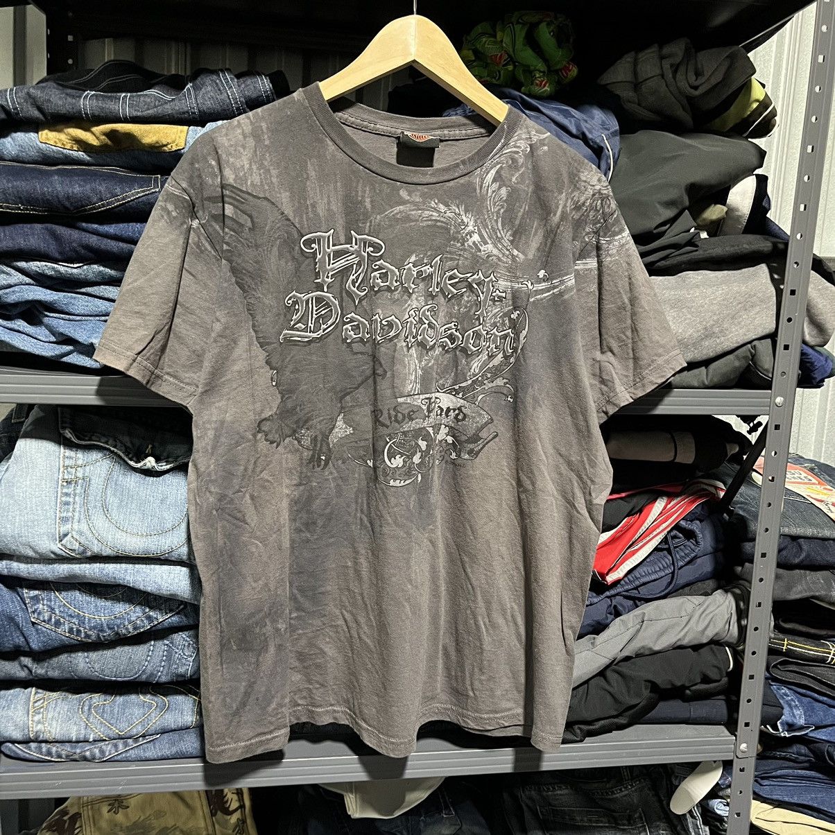 Affliction × Harley Davidson × Vintage CRAZY VINTAGE HARLEY DAVIDSOM Y2K GRUNGE GOTH TEE SHIRT Size US M / EU 48-50 / 2 - 3 Thumbnail