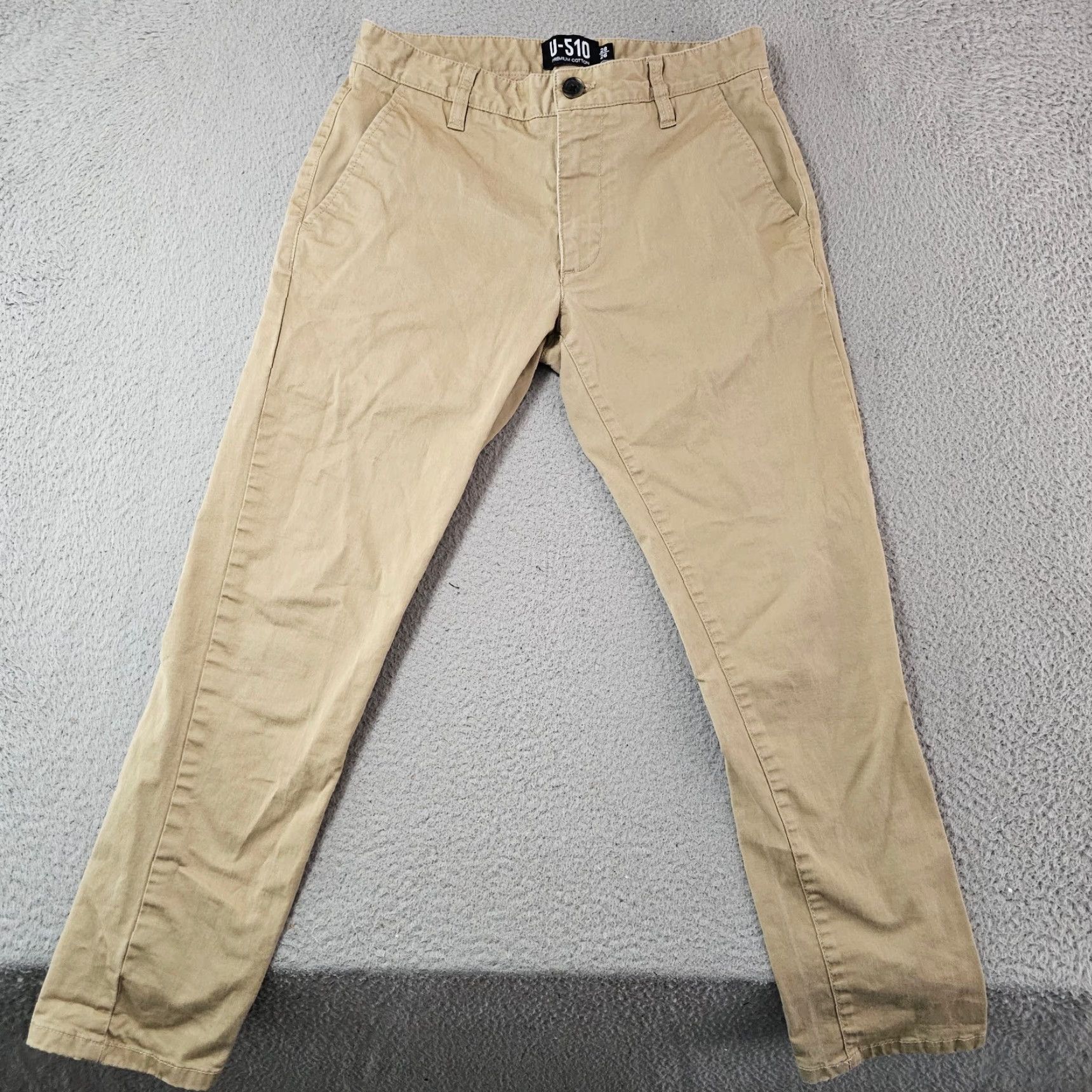 Vintage Under 510 Chino Pants Mens 28x24 Khaki Slim Cotton Blend Stretch Tapered Flat Front Pockets Casual Workwear Solid 28 Regular Apparel Mens Size US 28 / EU 44 - 2 Thumbnail