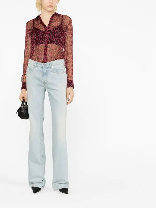 Versace o1y0226 Silk Shirt in Fuchsia/Black Size XS / US 0-2 / IT 36-38 - 2 Thumbnail