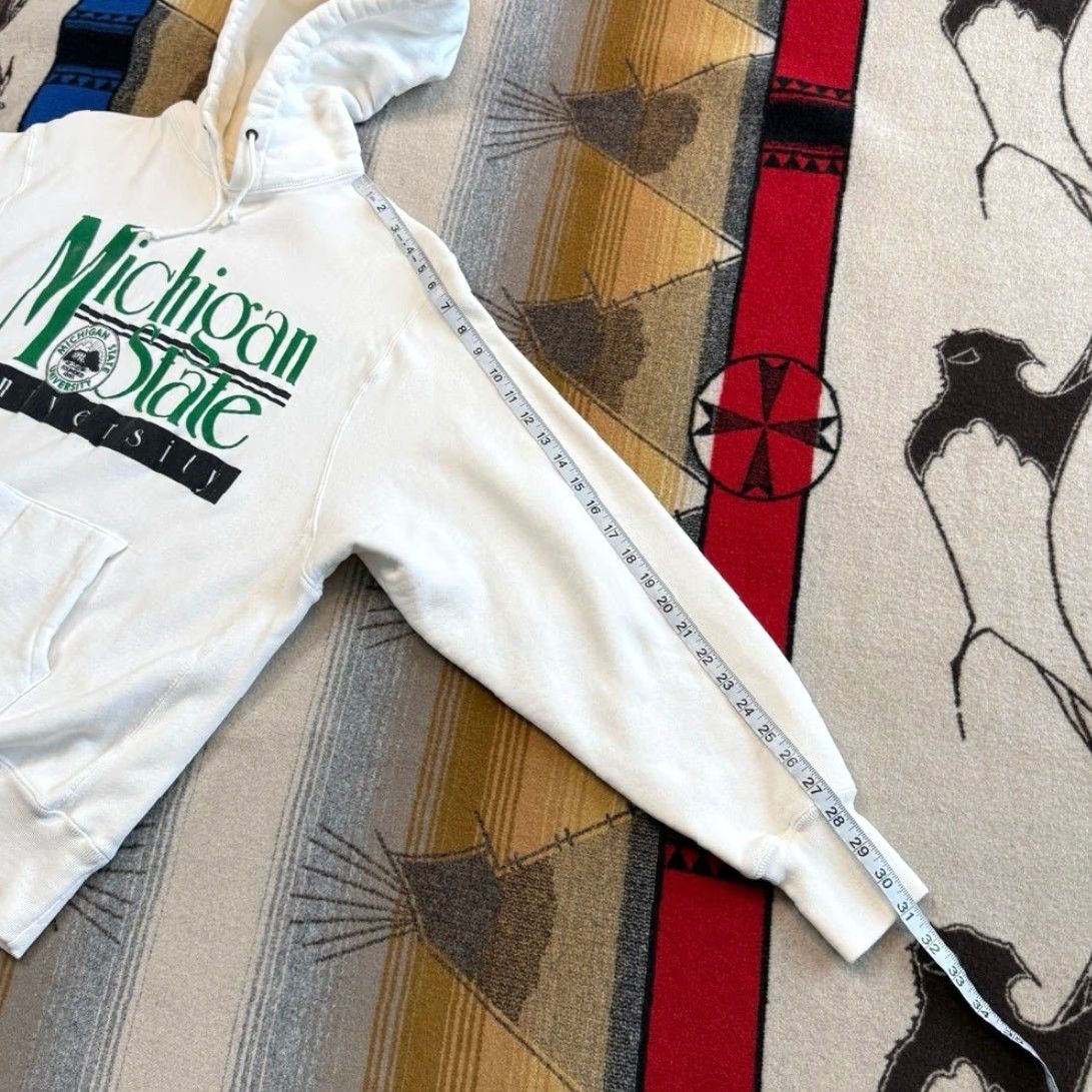 Vintage VINTAGE Michigan State University Hoodie Sweatshirt Mens Large PullOver 80s 90s College Sports White Long Sleeve Size US L / EU 52-54 / 3 - 8 Thumbnail