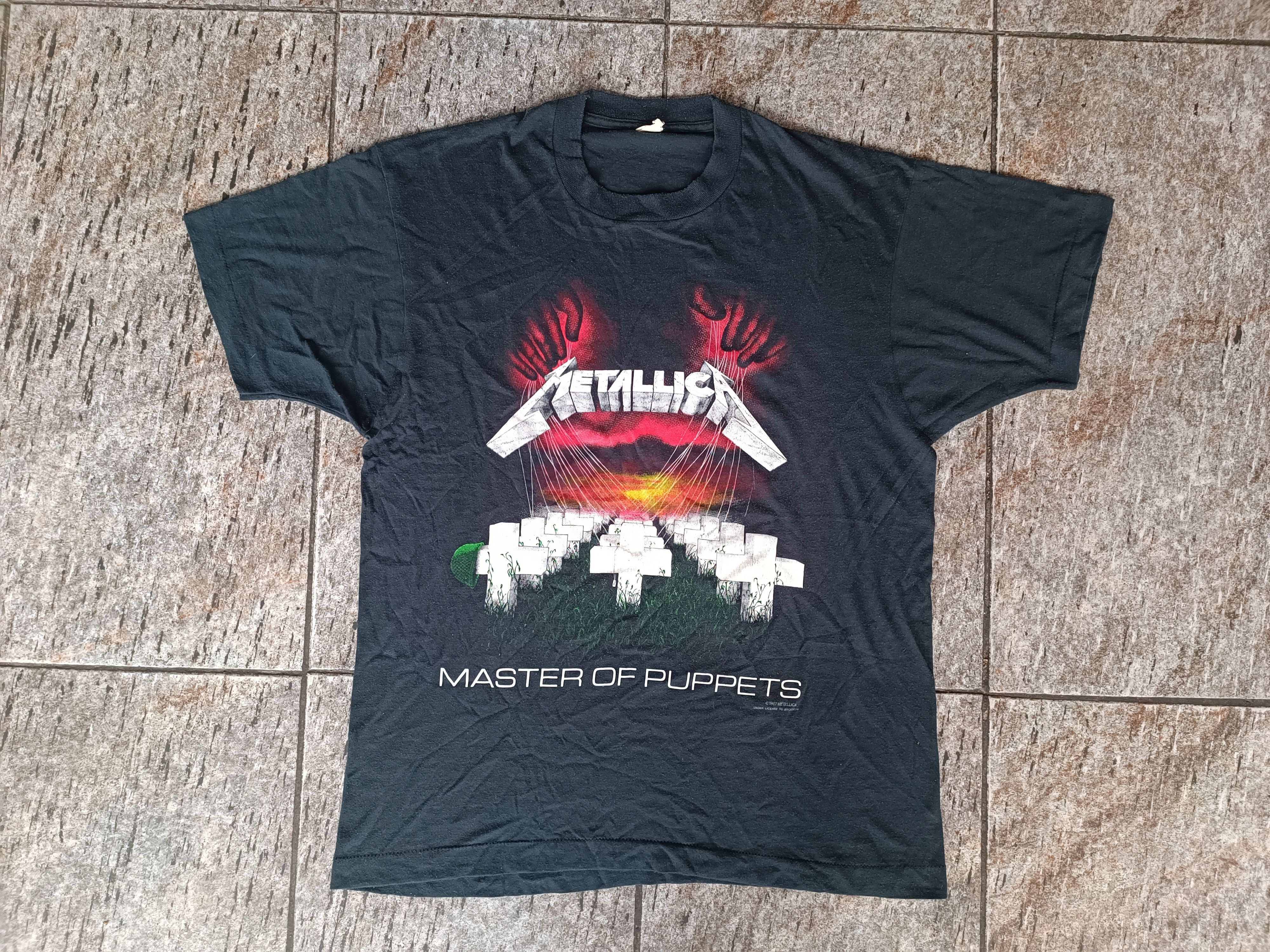 image of Band Tees x Metallica Vintage 1987 Metallica Master Of Puppets Tees in Black, Men's (Size Medium)
