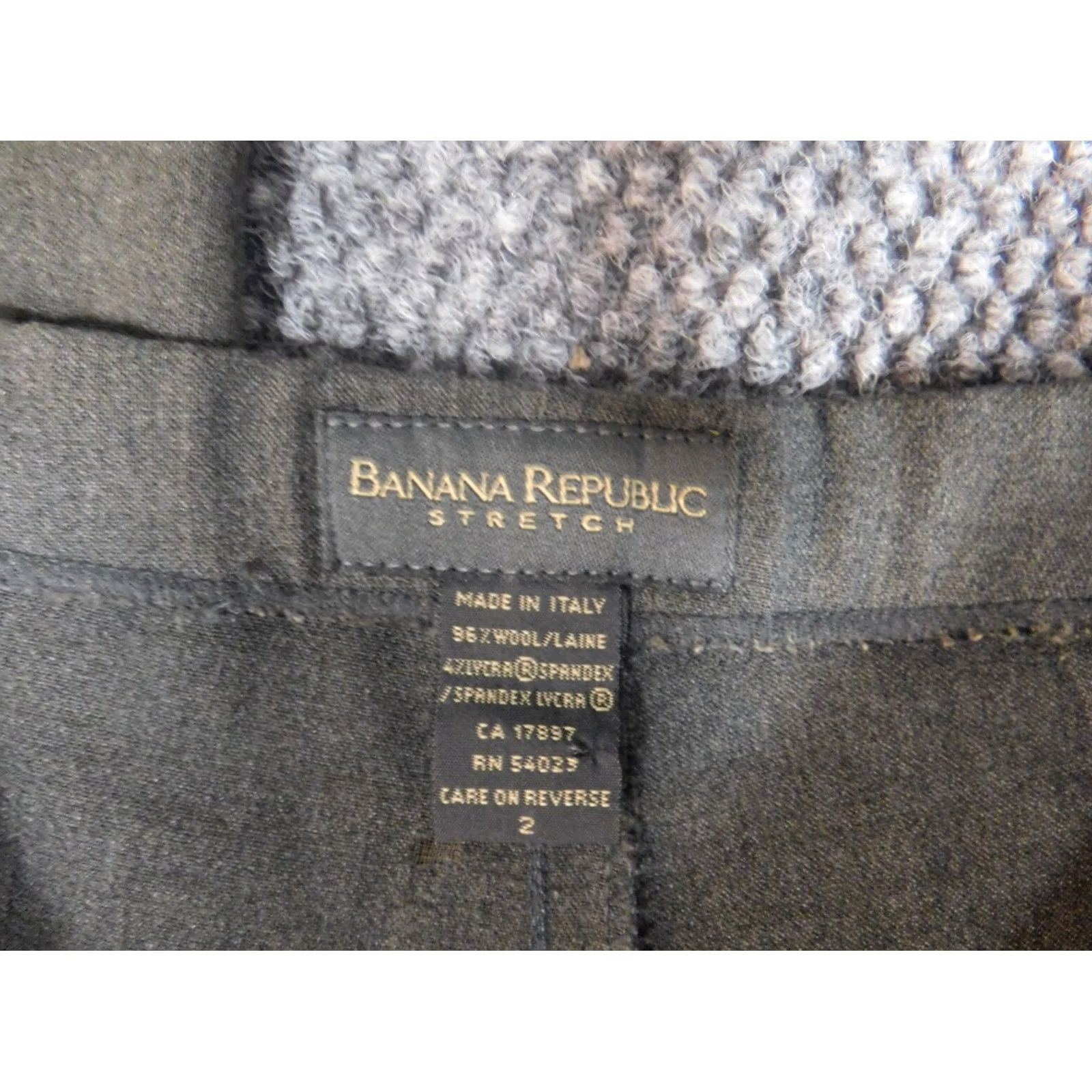 Banana Republic Banana Republic Womens Pants 2 Gray Straight Stretch Wool Pants, Gray, Regular, 31in Inseam, Zipper, Knit, Chino, Casual, Women, Vintage: No Size 26" / US 2 / IT 38 - 3 Thumbnail