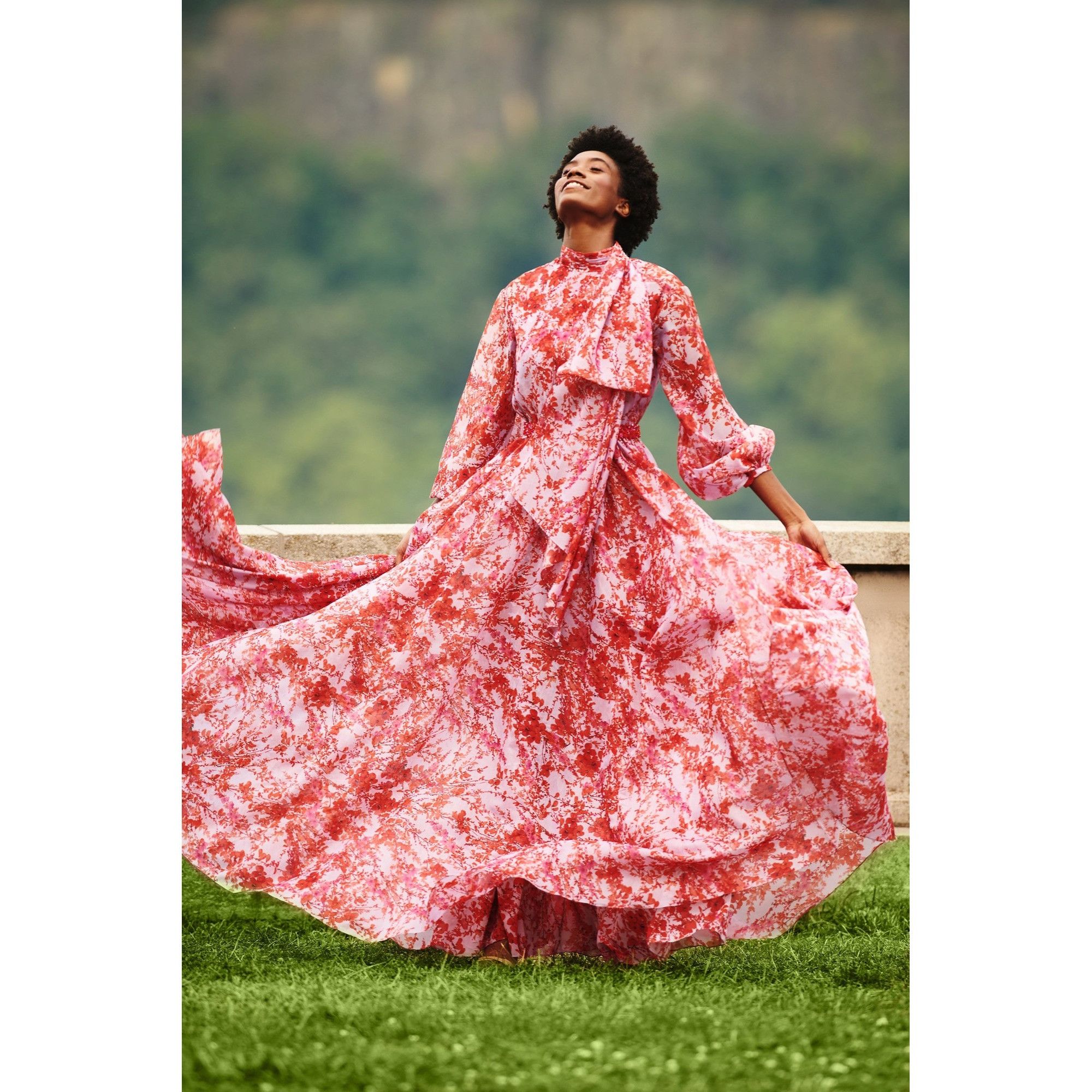 Sachin & Babi Sachin & Babi Cinzia Printed Organza Gown Amaranth Spray Ful Size XS / US 0-2 / IT 36-38 - 3 Thumbnail