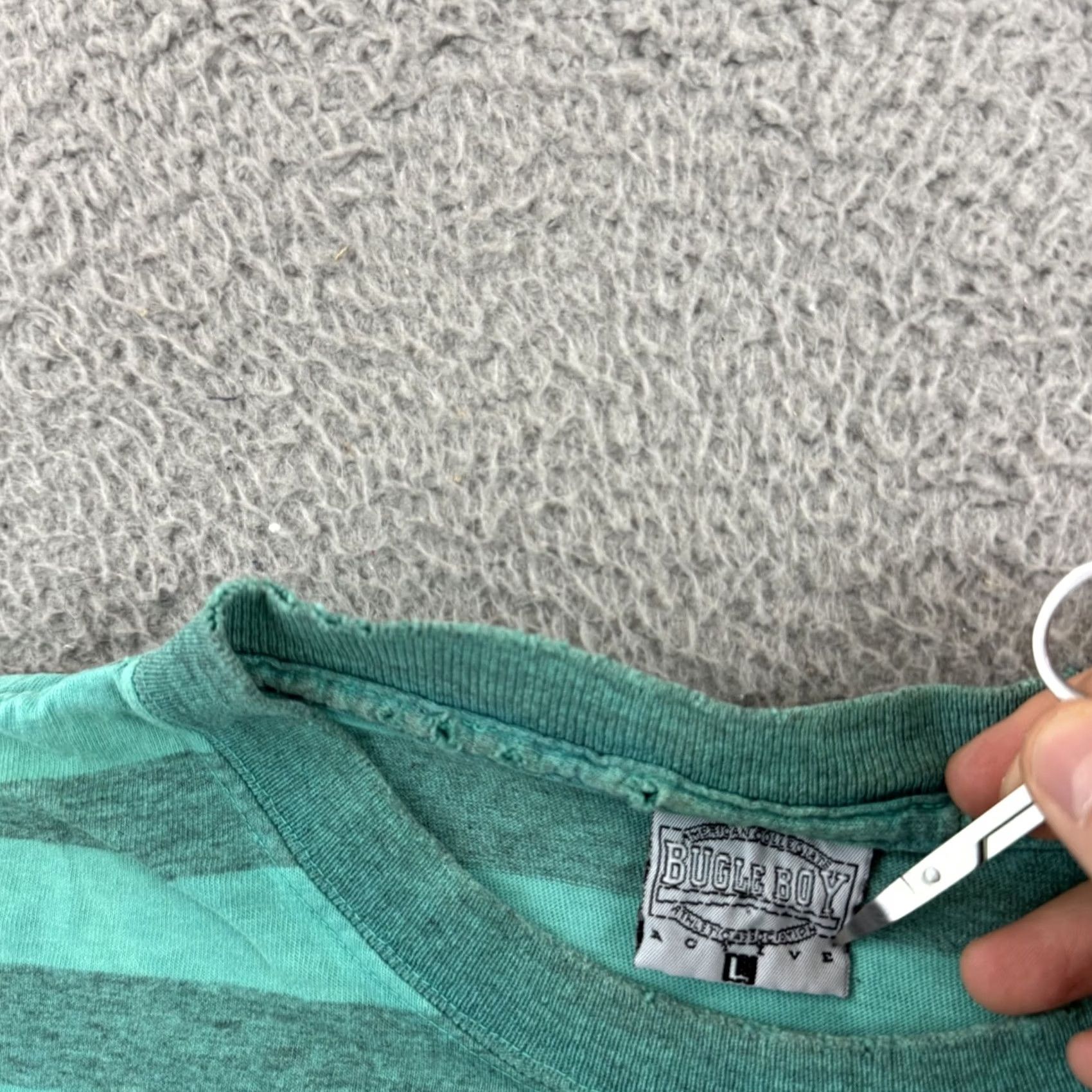 Bugle Boy VINTAGE Bugle Boy Shirt Mens L Teal 80s Surf Skate Striped Short Sleeve USA Shirt Mens Large Teal 80s Surf Skate Striped Short Sleeve USA Size US L / EU 52-54 / 3 - 6 Thumbnail