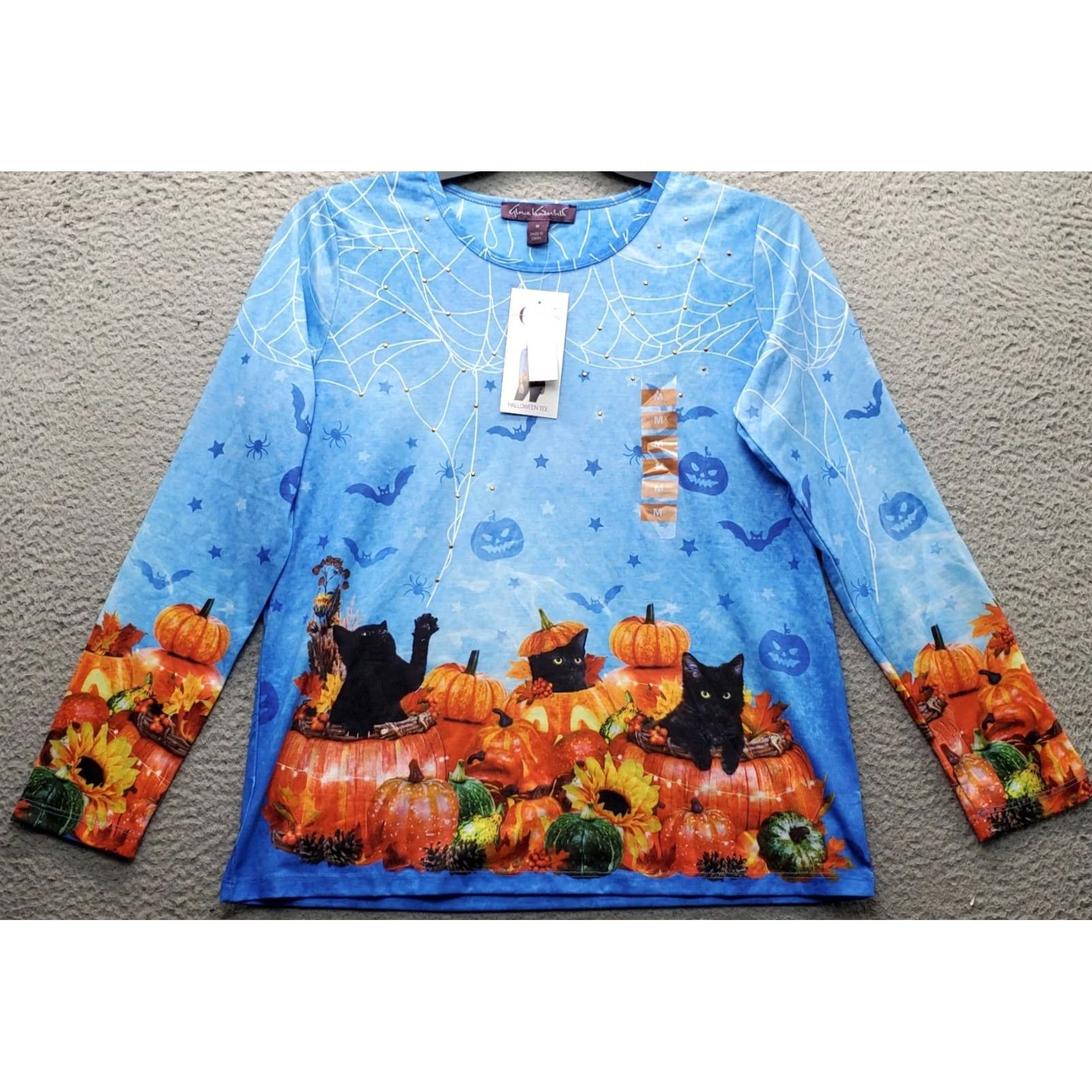 Gloria Vanderbilt Gloria Vanderbilt Halloween Shirt Womens M Multicolor Halloween Theme Long Sleeve Pullover Basic Stretch Breathable Casual Size M / US 6-8 / IT 42-44 - 2 Thumbnail