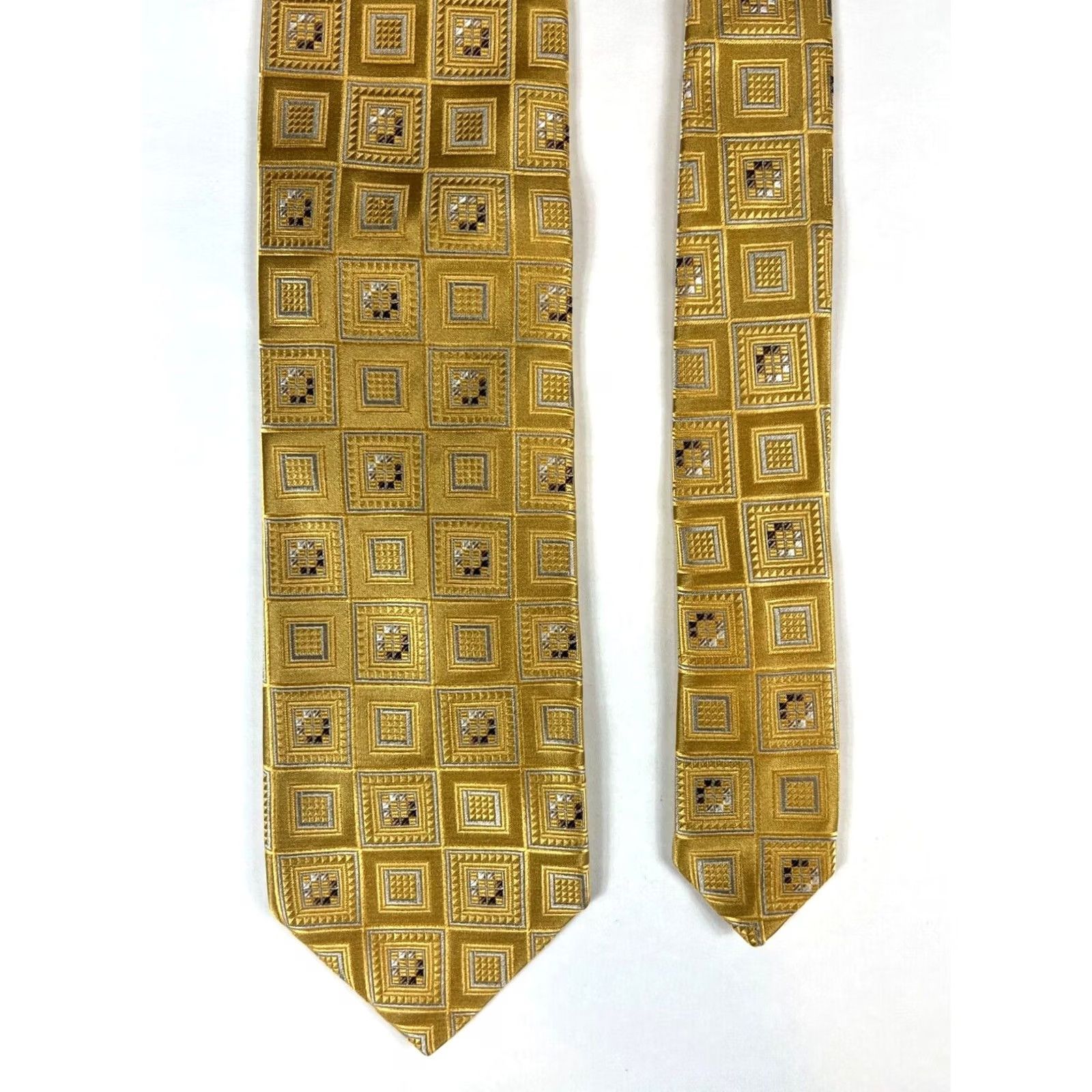 Ermenegildo Zegna Ermenegildo Zegna Tie Woven Silk Geometric Textured Gold Made in Italy Men's Size ONE SIZE - 5 Thumbnail