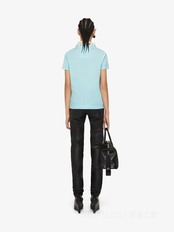 Givenchy Baby Blue Embroidered Multi Logo T-Shirt Size L / US 10 / IT 46 - 4 Thumbnail