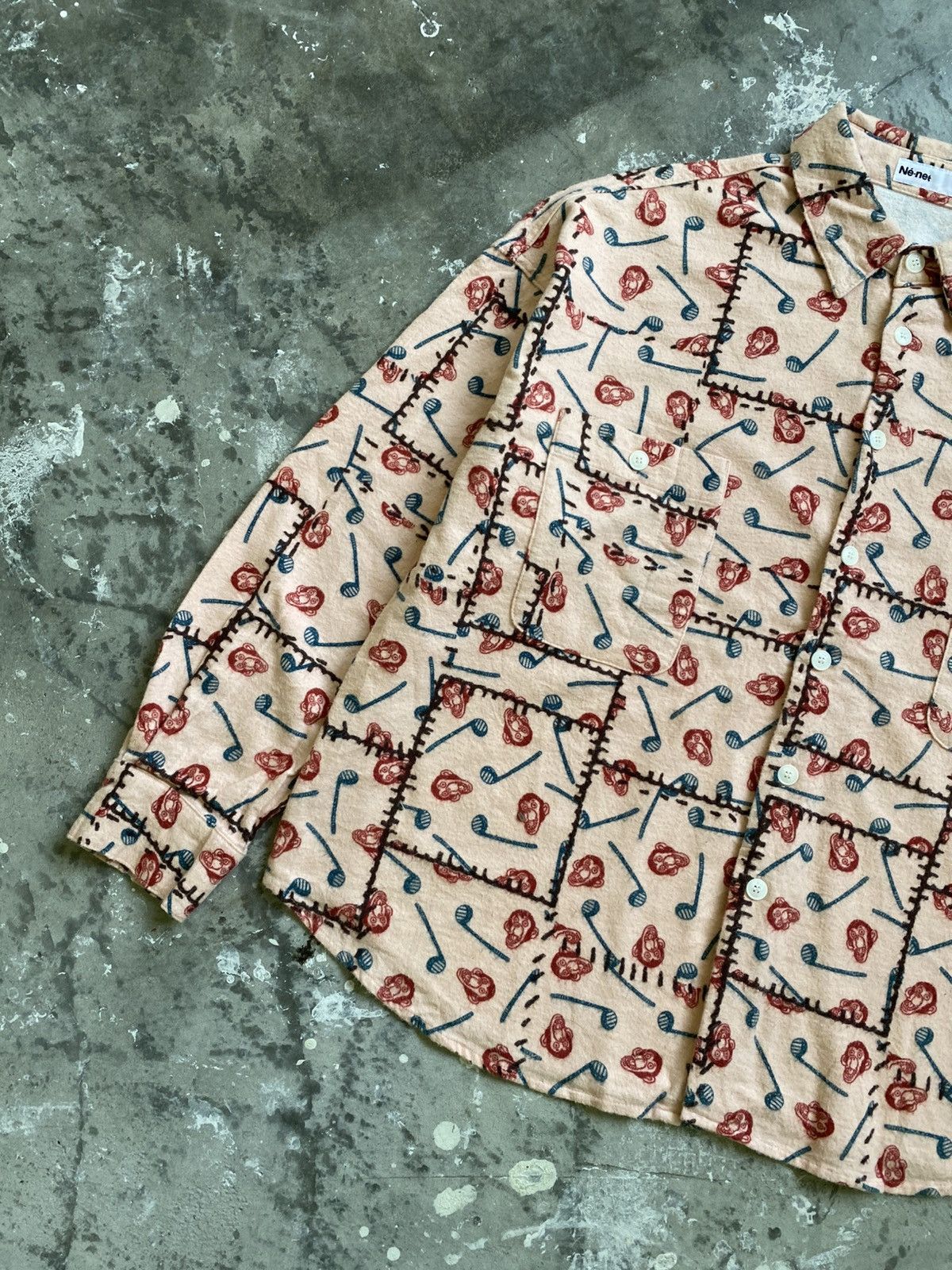 Ne-Net Vintage Ne-Net Monkey Motif Monogram Button Up Shirt Size US M / EU 48-50 / 2 - 3 Thumbnail