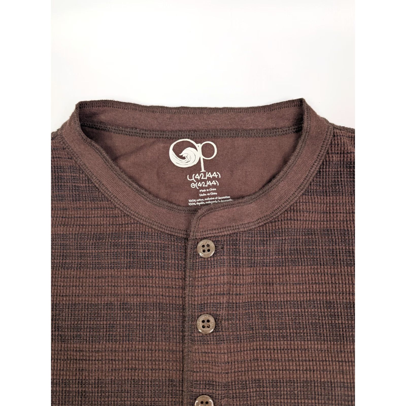 Ocean Pacific VINTAGE Ocean Pacific OP Shirt MENS Regular Brown Stripe Long Sleeve Henley 90s Fall Winter Spring T-Shirt Size L Size US L / EU 52-54 / 3 - 7 Thumbnail