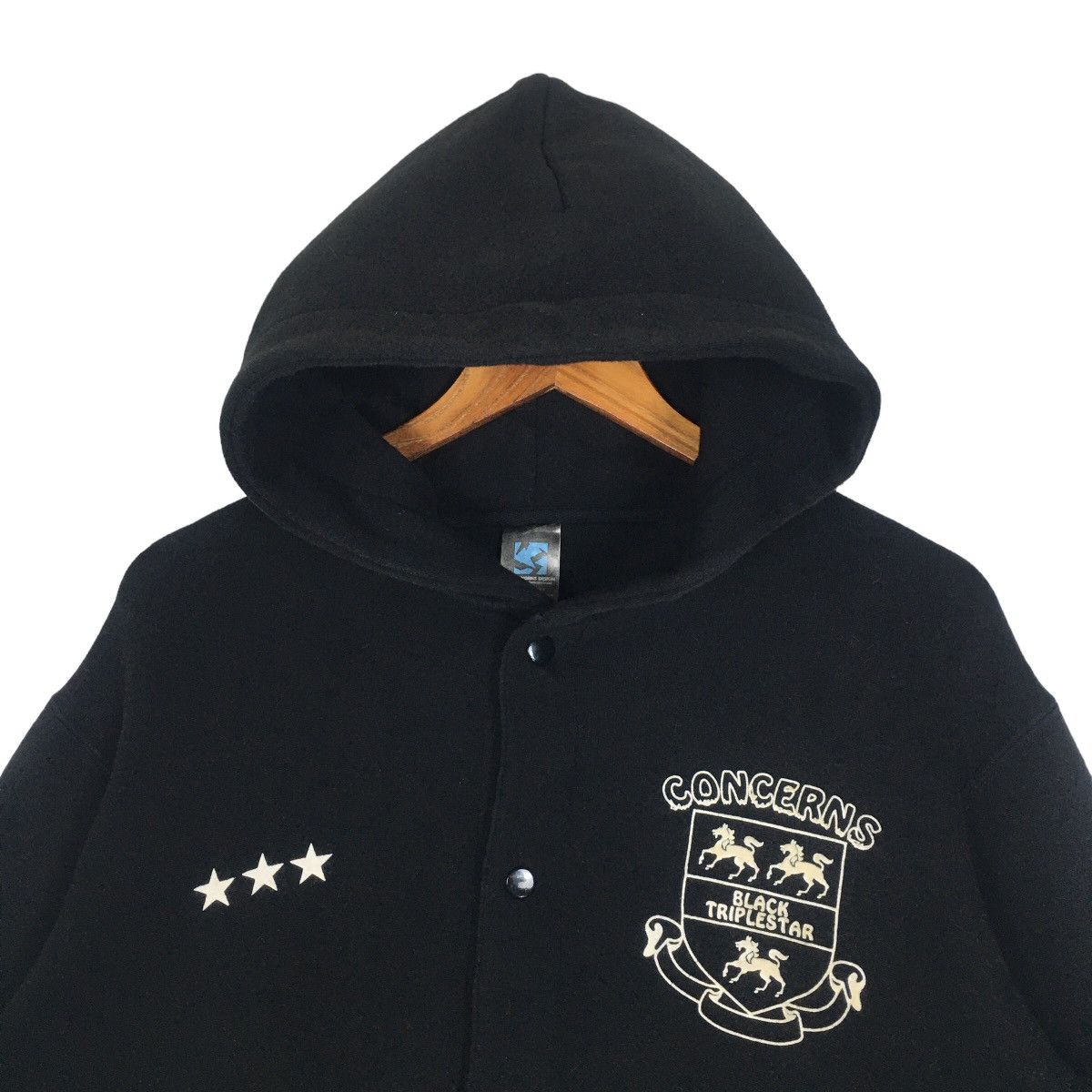 Japanese Brand Craftworks Design Movenpick Black Triple Star Baseball Hodie Size US M / EU 48-50 / 2 - 4 Thumbnail