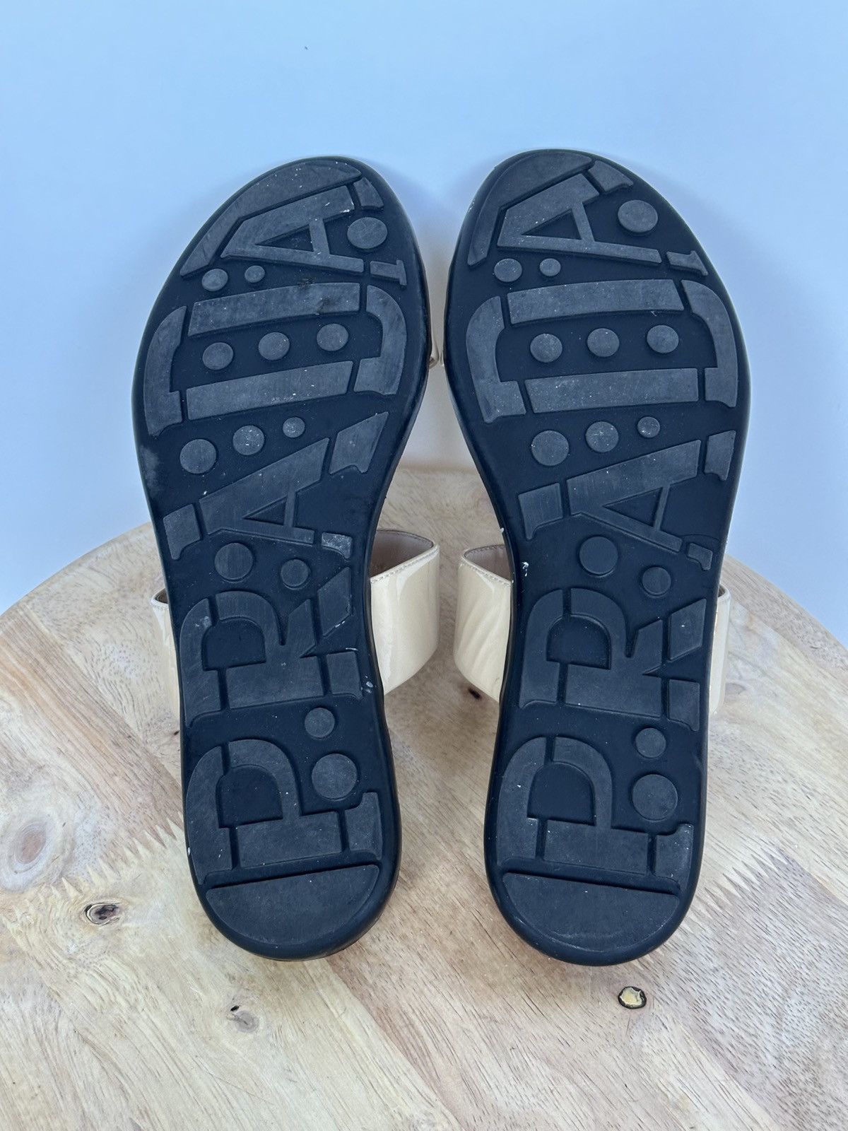 Designer × Prada Prada patent leather sandals metal logo Size US 9 / IT 39 - 10 Thumbnail