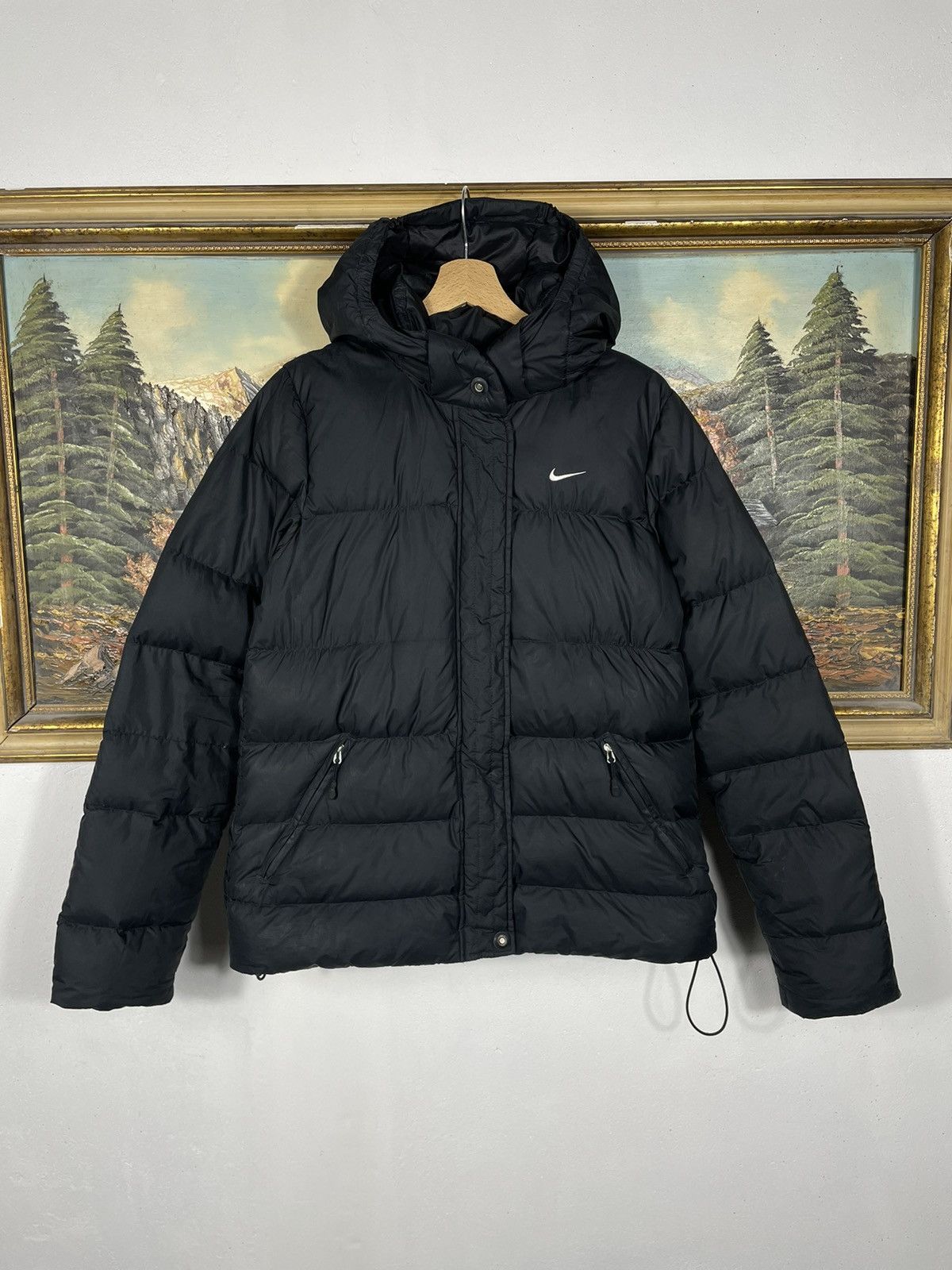 Nike × Vintage Nike Small Swoosh Zip Hoodie Jacket Black Y2k 00s Retro Size L / US 10 / IT 46 - 1 Thumbnail