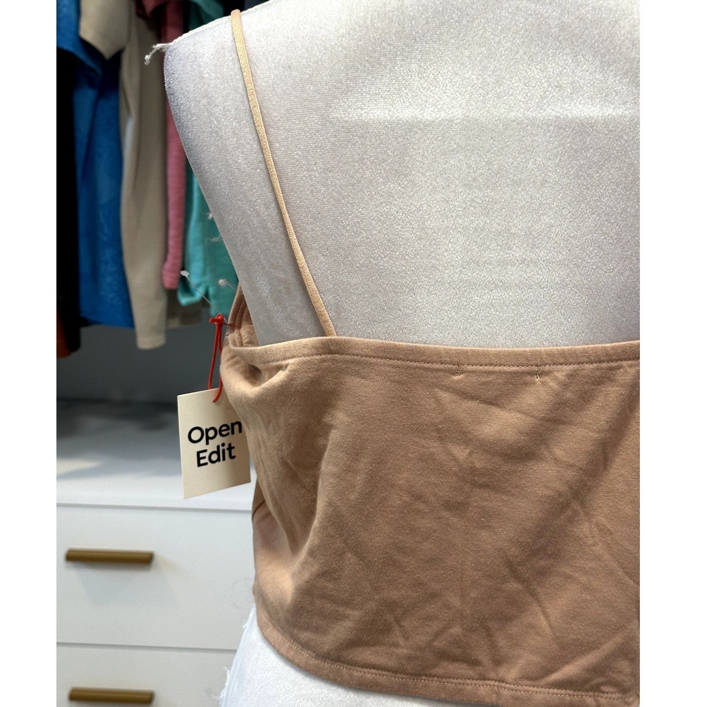 Other Open Edit Women's Crop Sleeveless Cami Beige Tan XL NWT Size XL / US 12-14 / IT 48-50 - 5 Thumbnail
