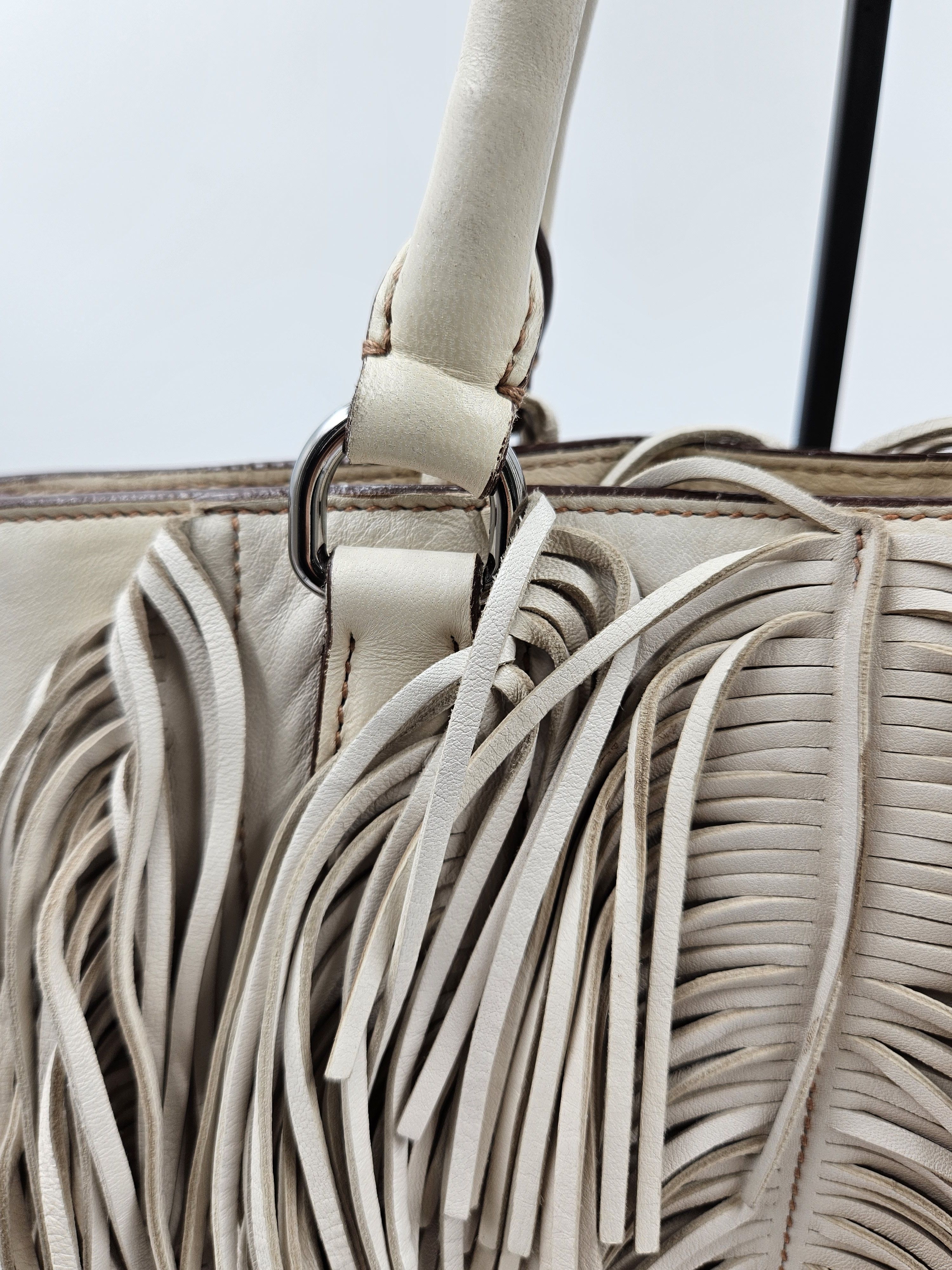 Prada Beige Nappa Fringe Tote Bag Size ONE SIZE - 8 Thumbnail